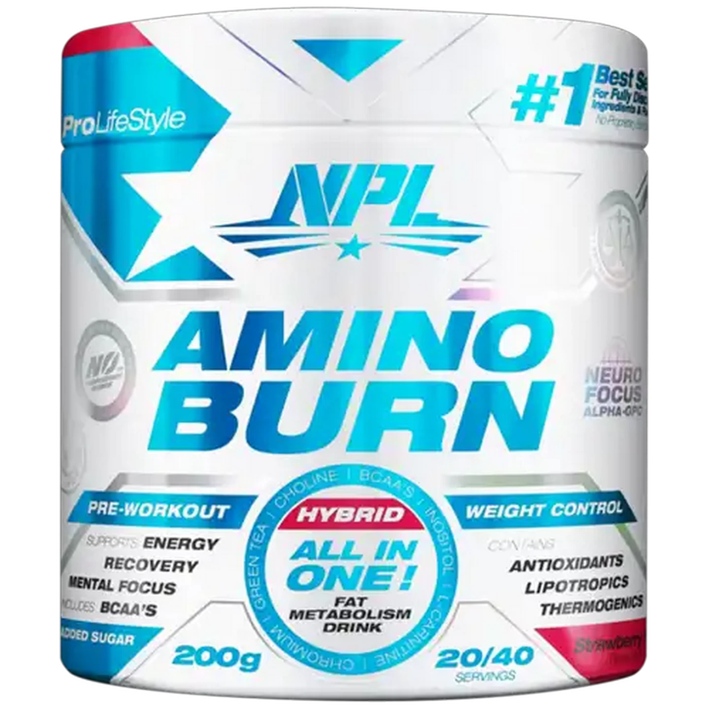 Image of NPL Amino Burn Strawberry Kiwi Flavoured Fat Metabolism Drink 200g