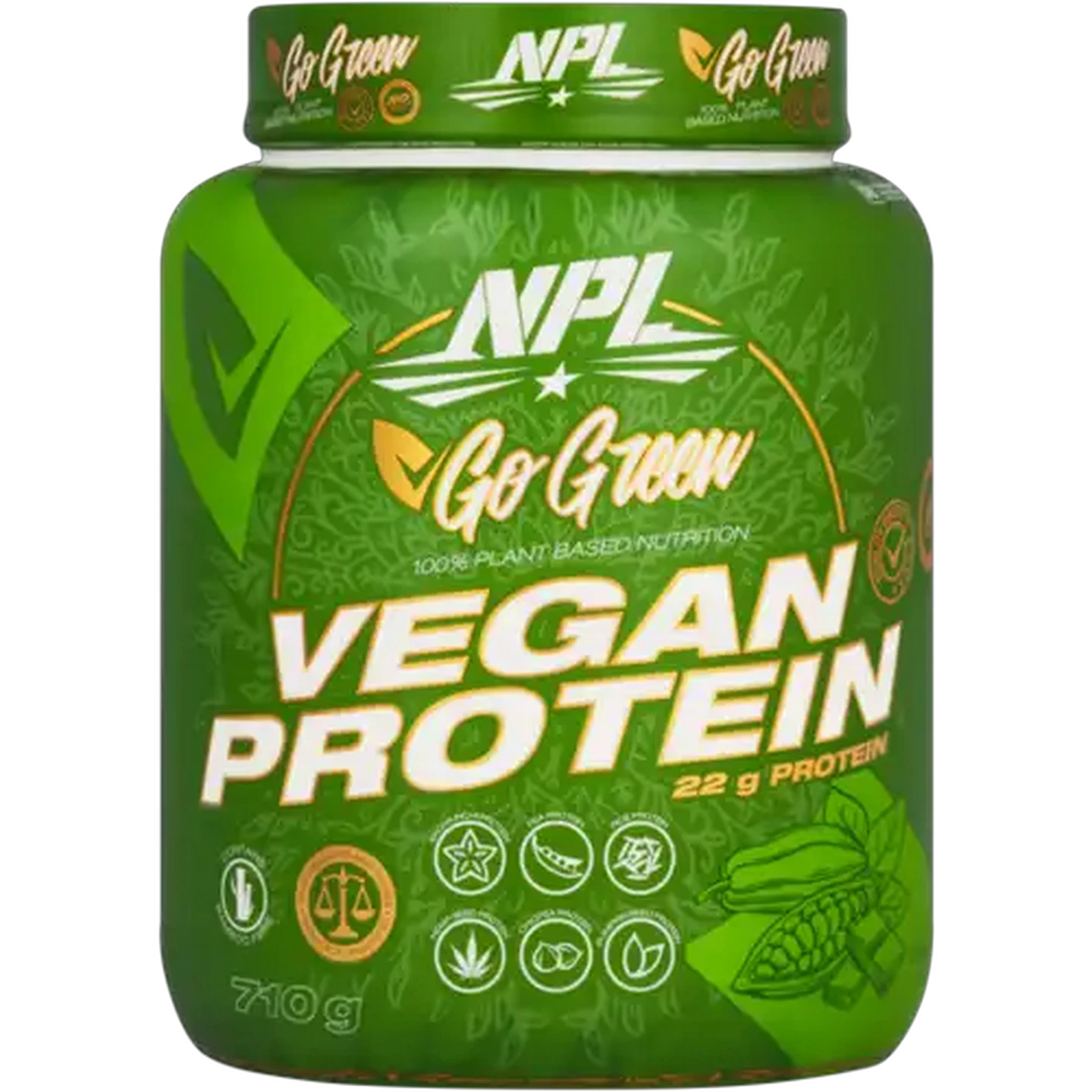 Image of NPL Go Green Chocolate Flavoured Vegan Protein 710g
