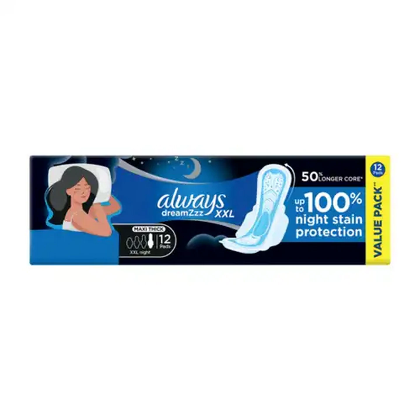 Image of Always Super Heavy Flow Night XXL Maxi Thick Sanitary Pads 12 Pack