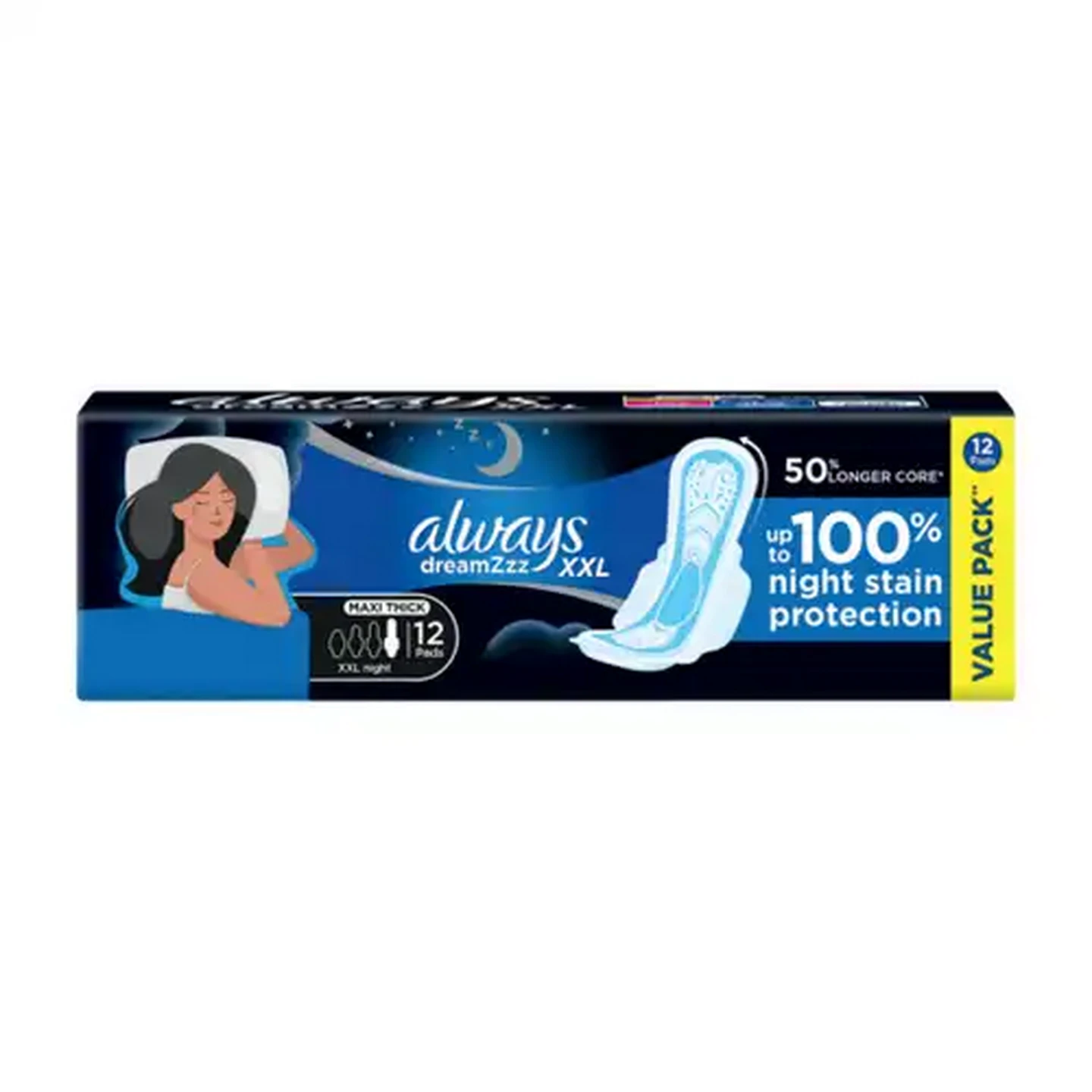 Image of Always Super Heavy Flow Night XXL Maxi Thick Sanitary Pads 12 Pack