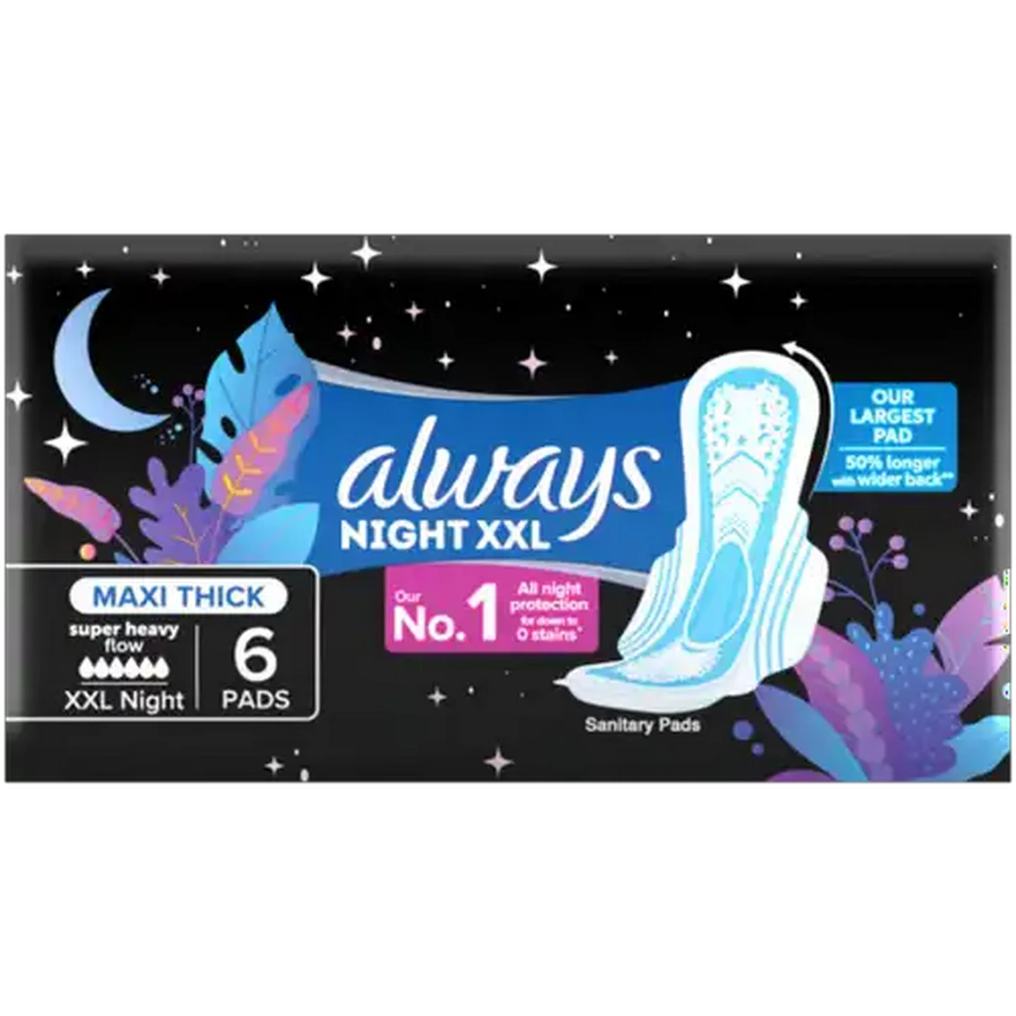 Image of Always Super Heavy Flow Night XXL Maxi Thick Sanitary Pads 6 Pack