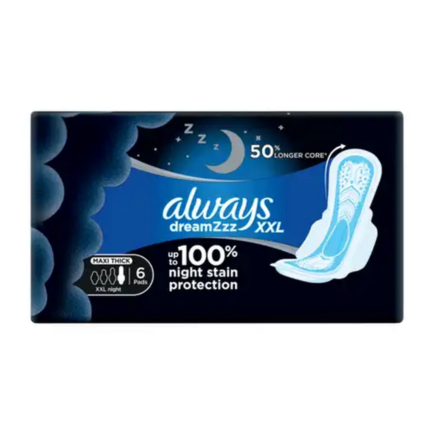 Image of Always Super Heavy Flow Night XXL Maxi Thick Sanitary Pads 6 Pack