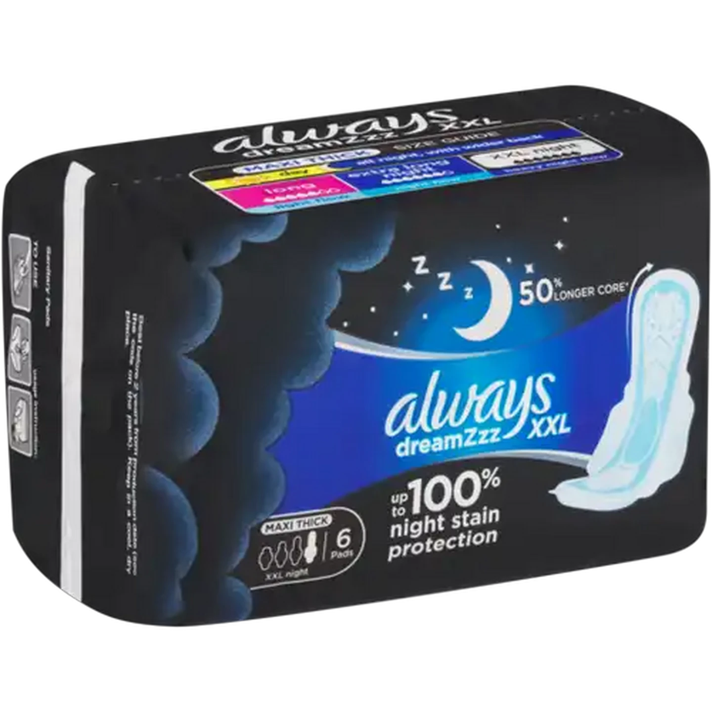 Image of Always Super Heavy Flow Night XXL Maxi Thick Sanitary Pads 6 Pack