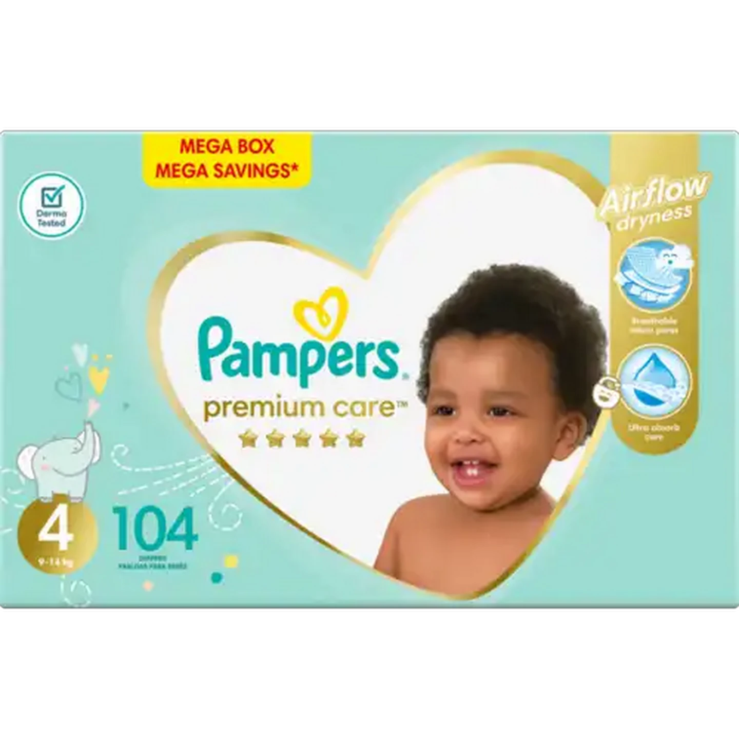 Image of Pampers Premium Care Size 4 9-14kg Diapers 104 Pack