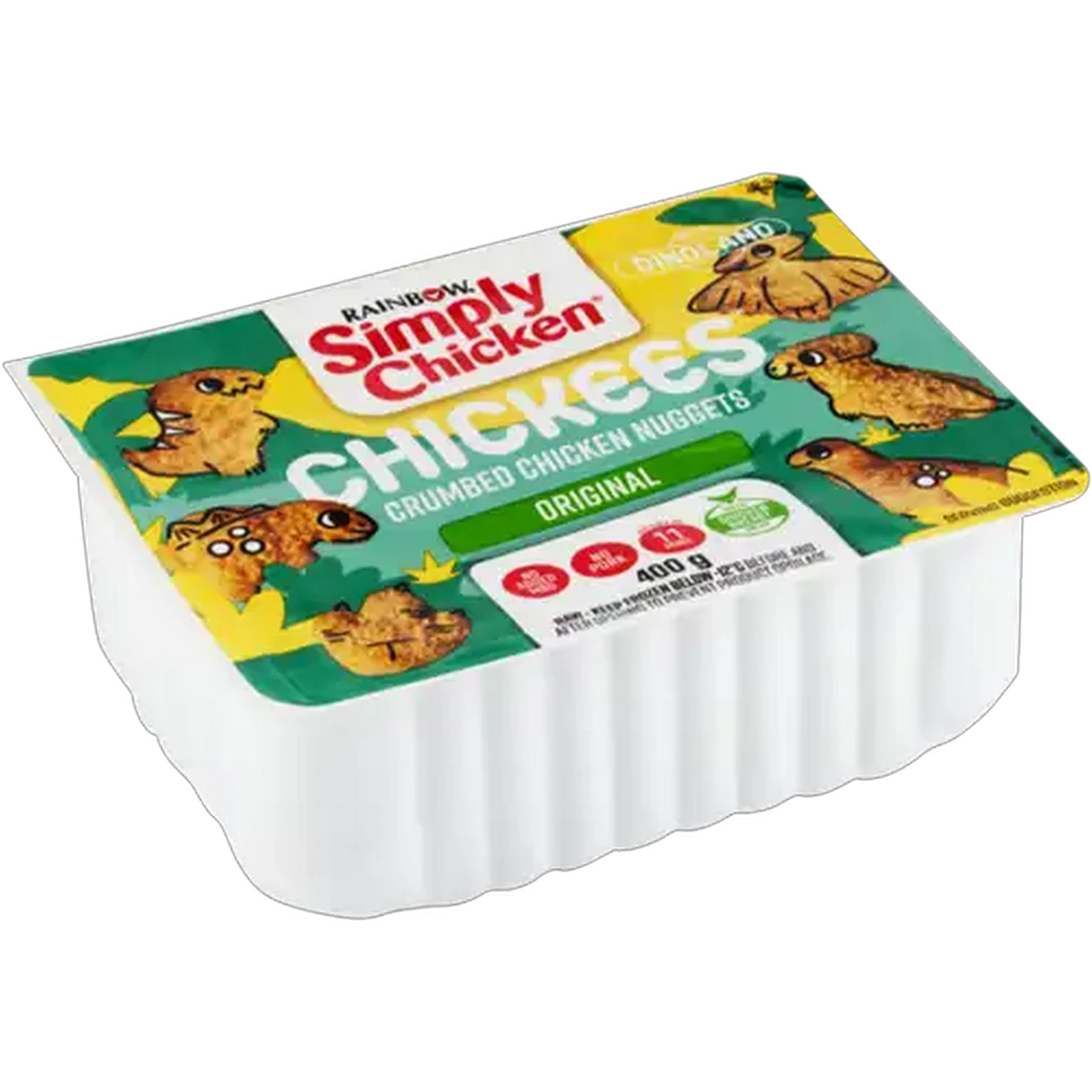 Image of RAINBOW Simply Chicken Into Dinoland Chickees Crumbed Chicken Nuggets 400g