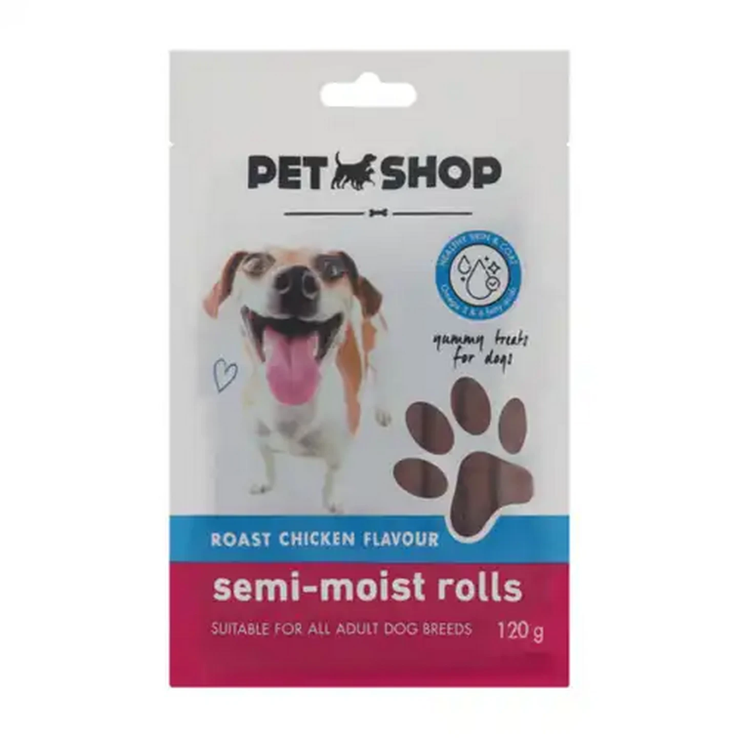 Image of Petshop Roast Chicken Flavour Semi-Moist Dog Treat Rolls 120g
