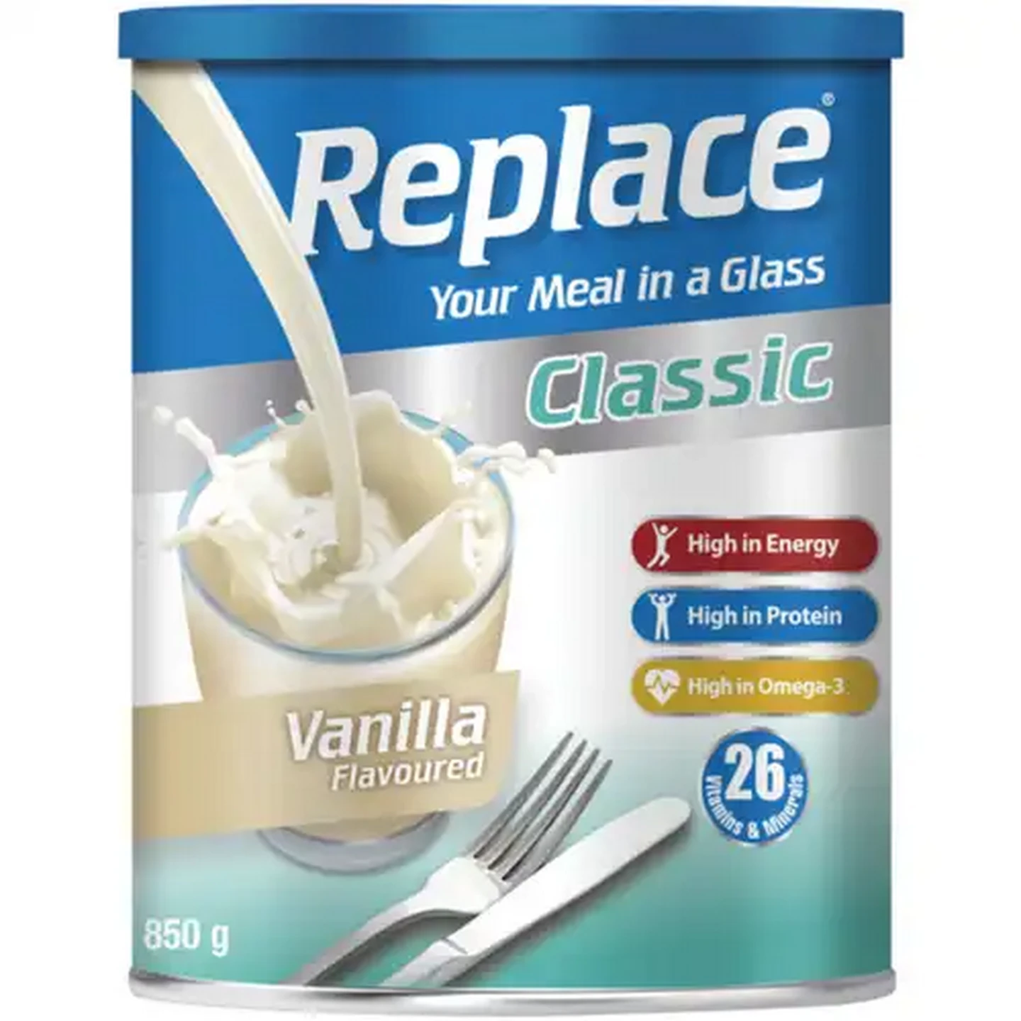 Image of Replace Classic Vanilla Flavoured Meal Replacement Drink 850g