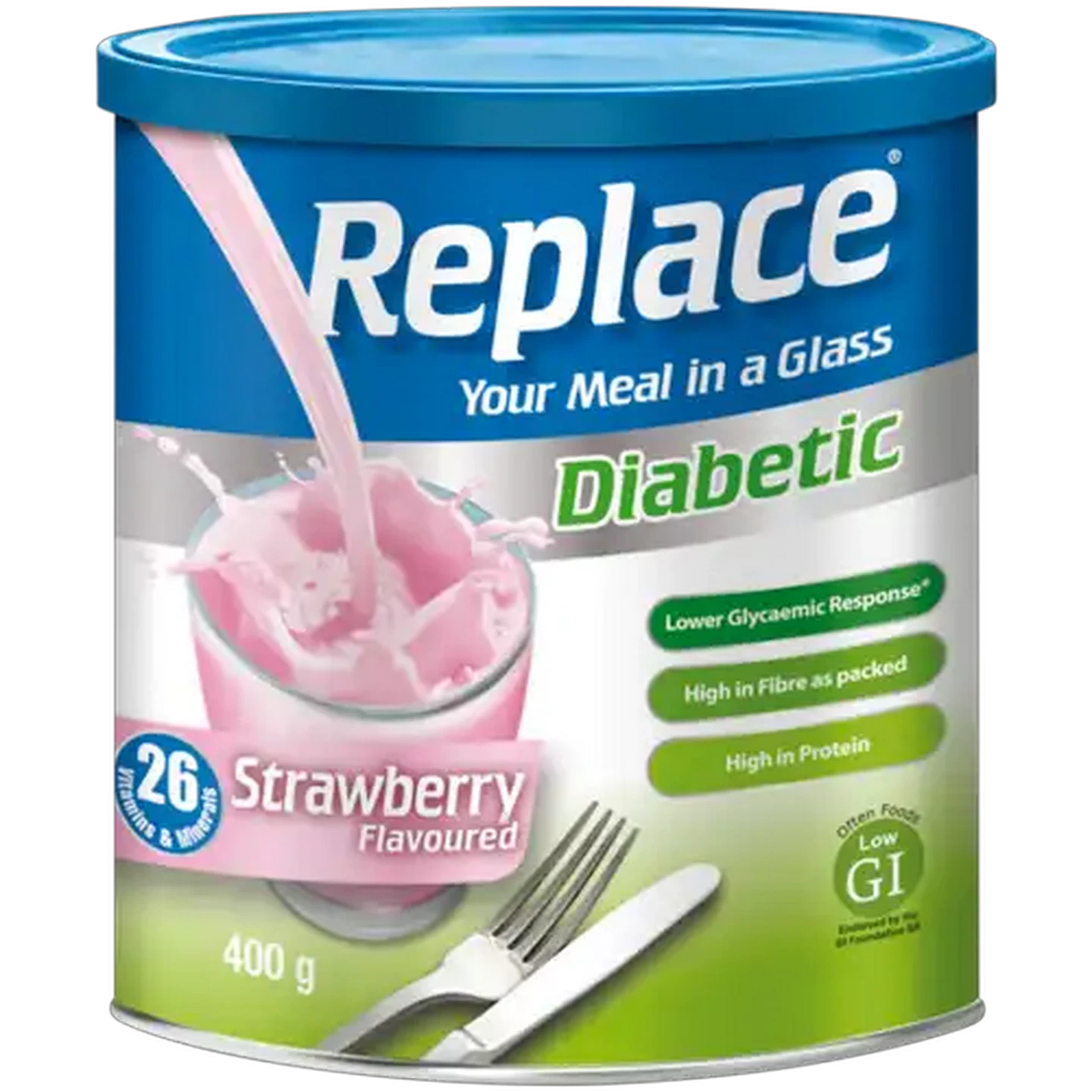 Image of Replace Diabetic Strawberry Flavoured Meal Replacement 400g