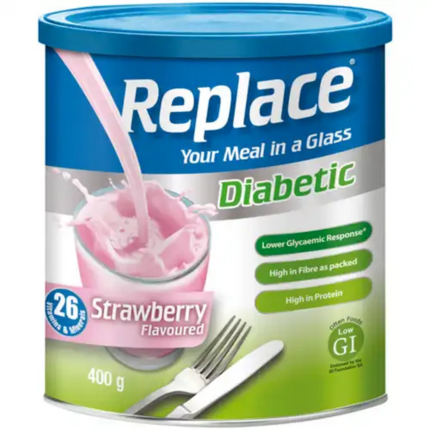 Image of Replace Diabetic Strawberry Flavoured Meal Replacement 400g