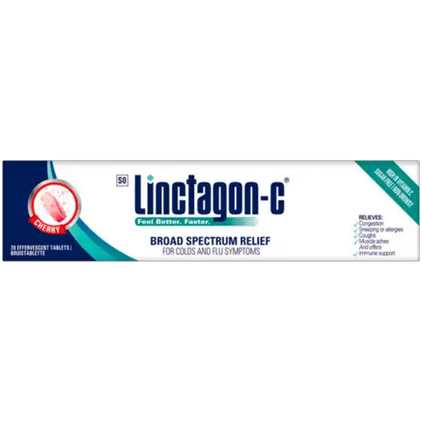 Image of Linctagon-C Cherry Flavour Effervescent Tablets 20 Pack