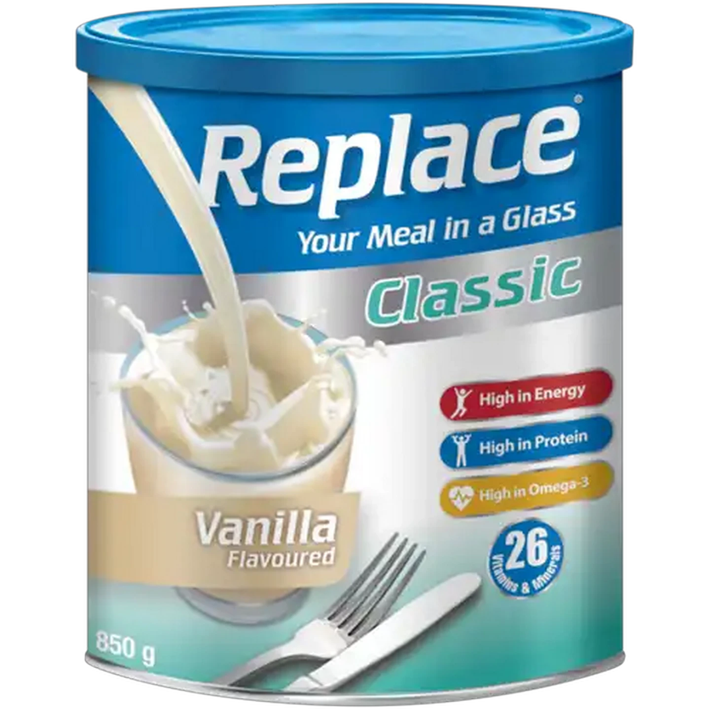 Image of Replace Classic Strawberry Flavoured Meal Replacement Drink 850g