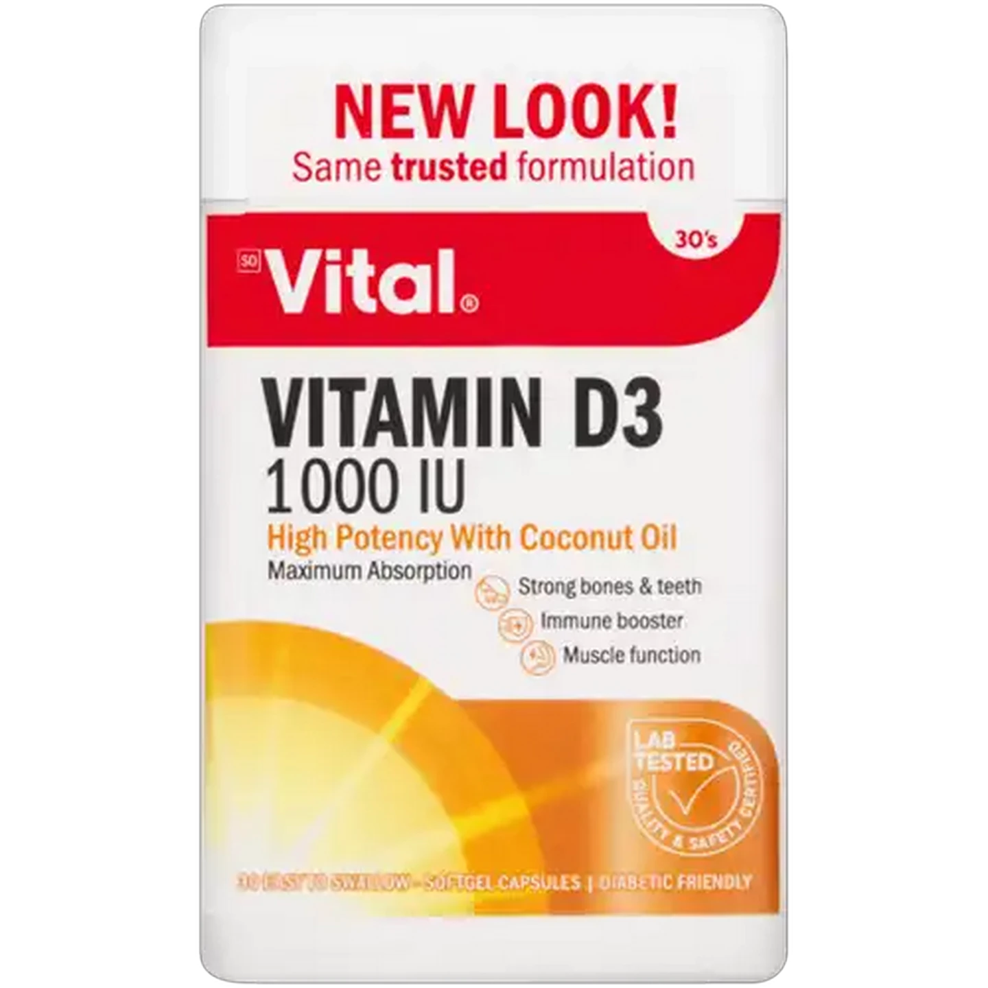 Image of Vital Vitamin D3 1000 IU Softgel Capsules 30 Pack