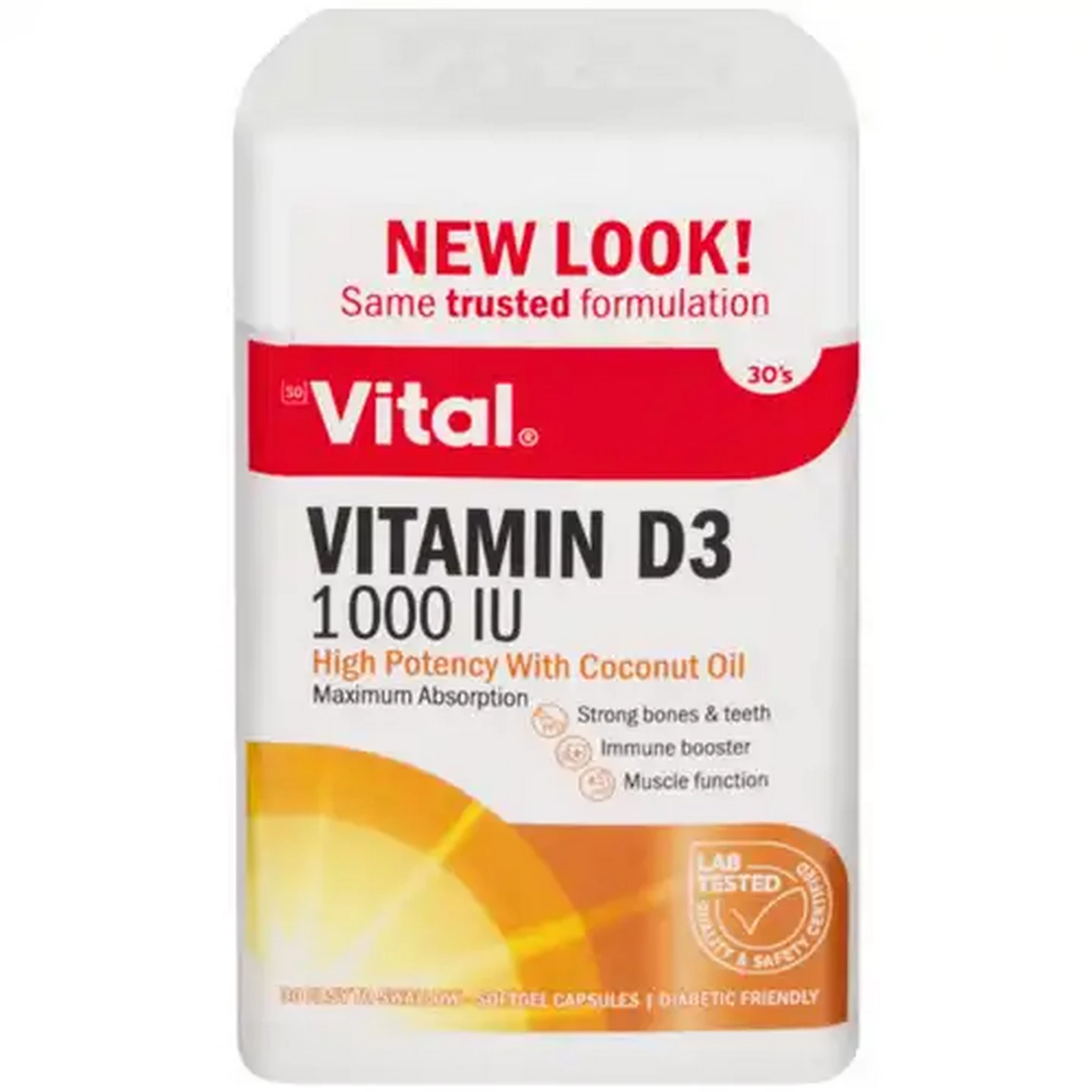 Image of Vital Vitamin D3 1000 IU Softgel Capsules 30 Pack