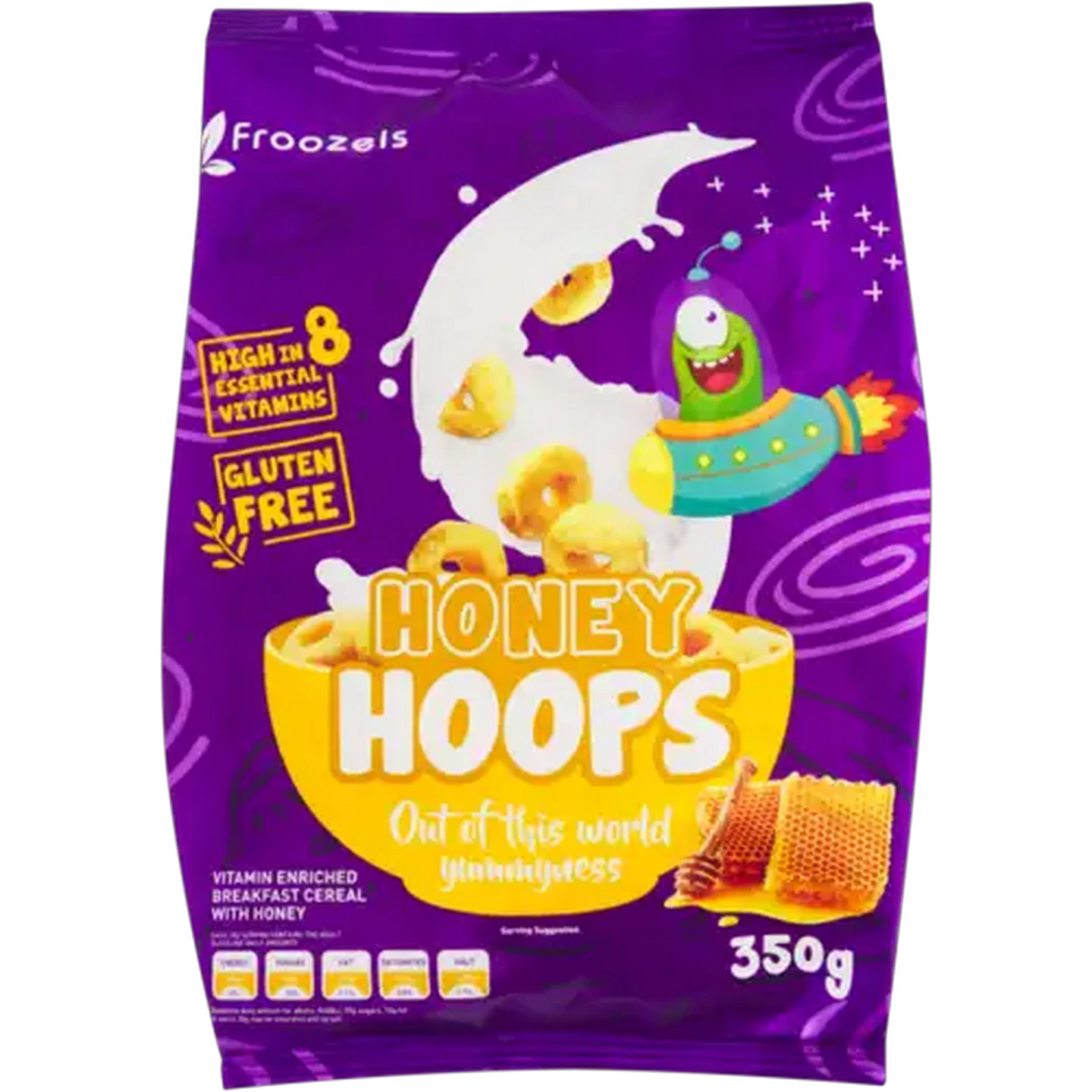 Image of Froozels Honey Hoops Breakfast Cereal 350g