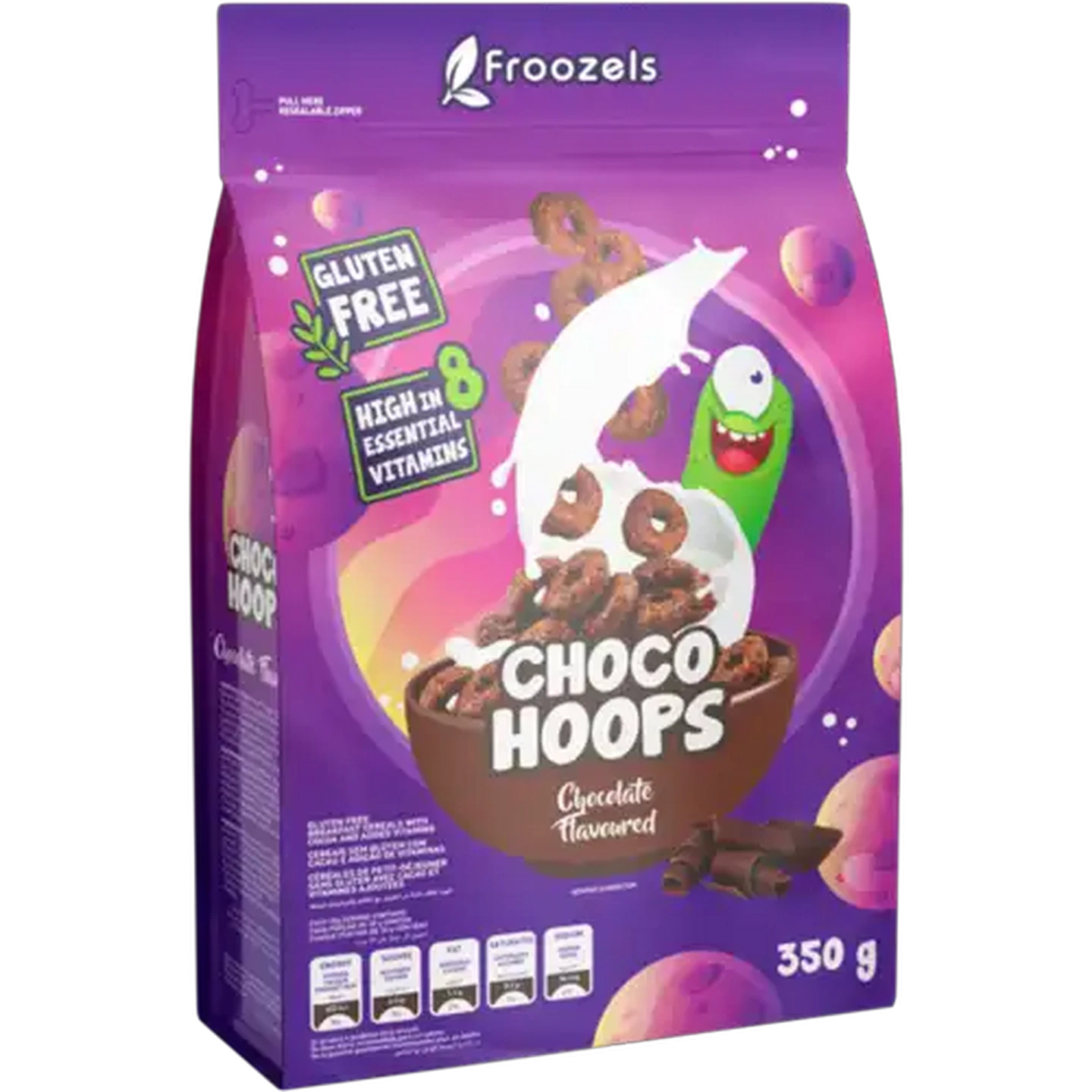 Image of Froozels Choco Hoops Breakfast Cereal 350g