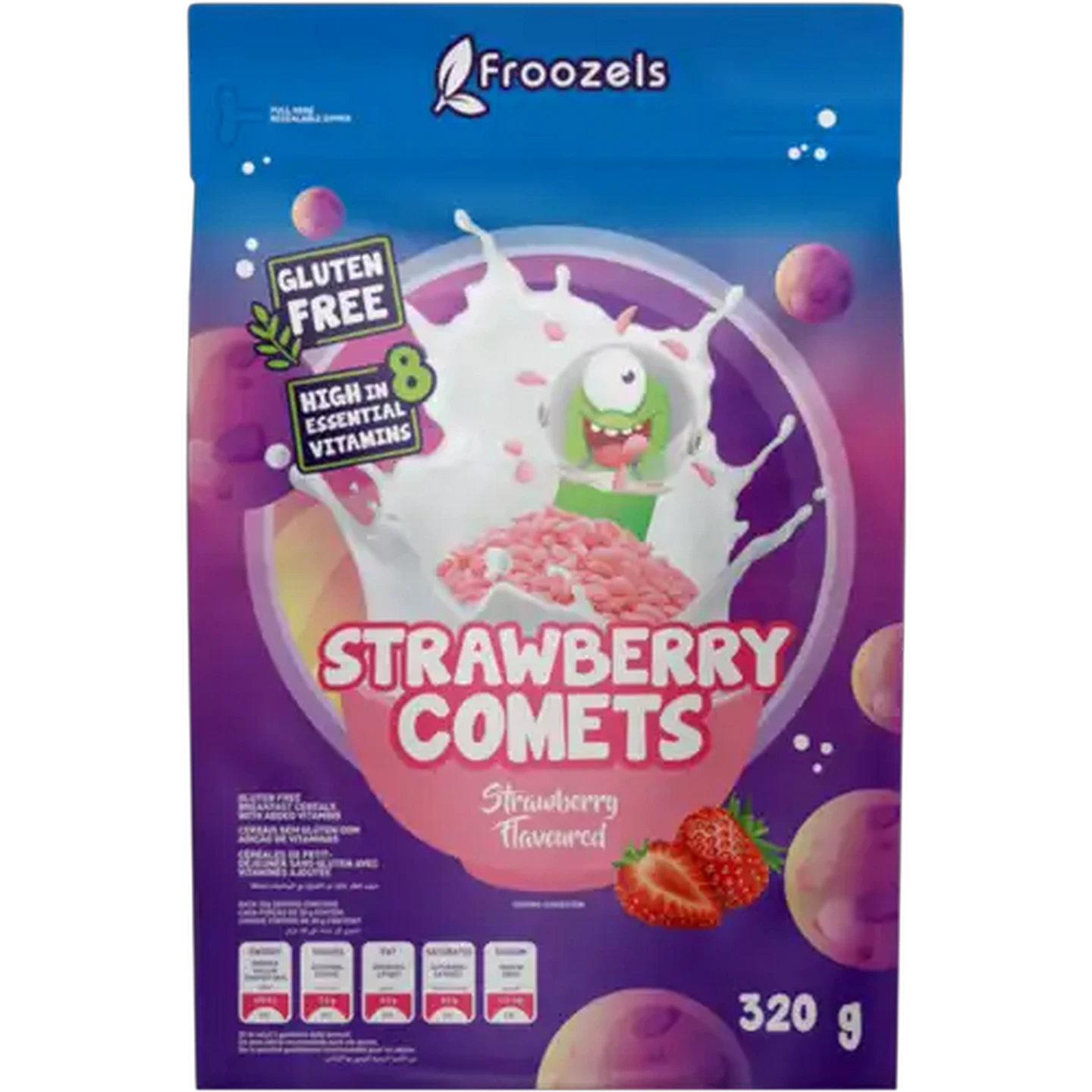 Image of Froozels Strawberry Comets Breakfast Cereal 320g