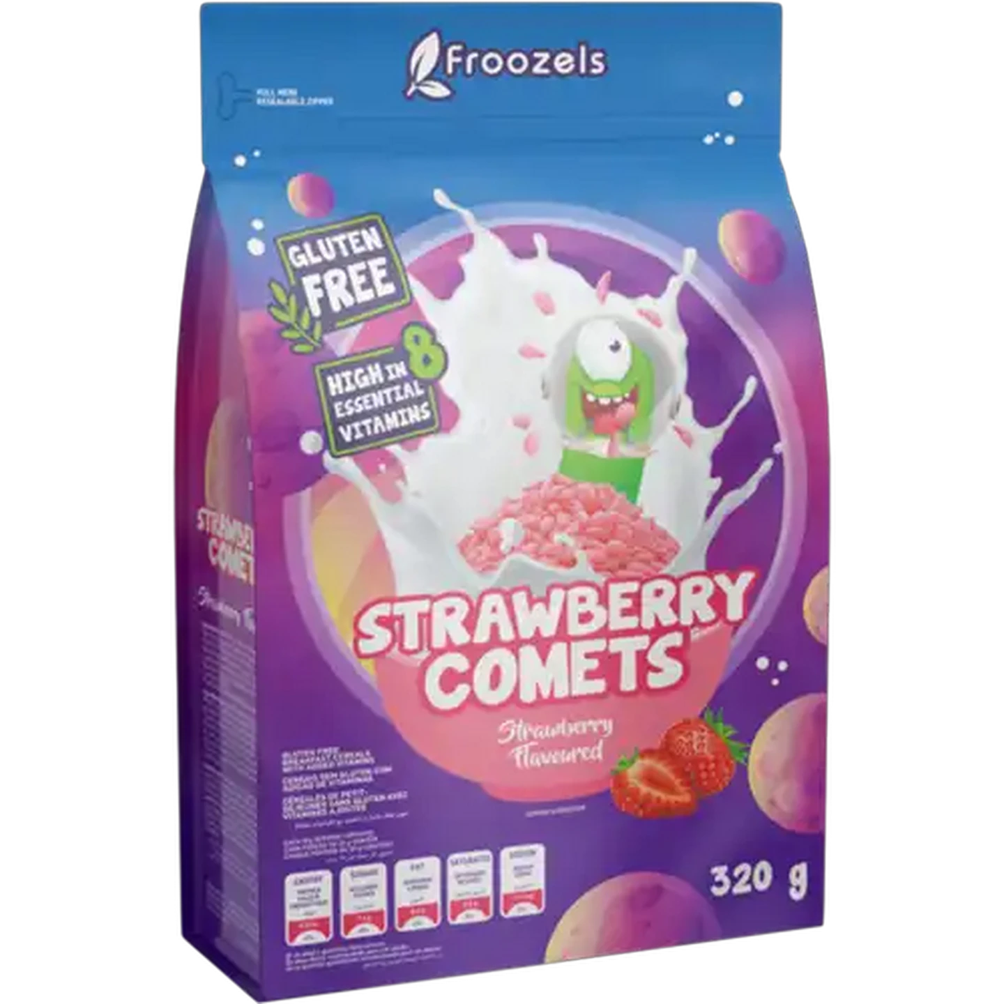 Image of Froozels Strawberry Comets Breakfast Cereal 320g