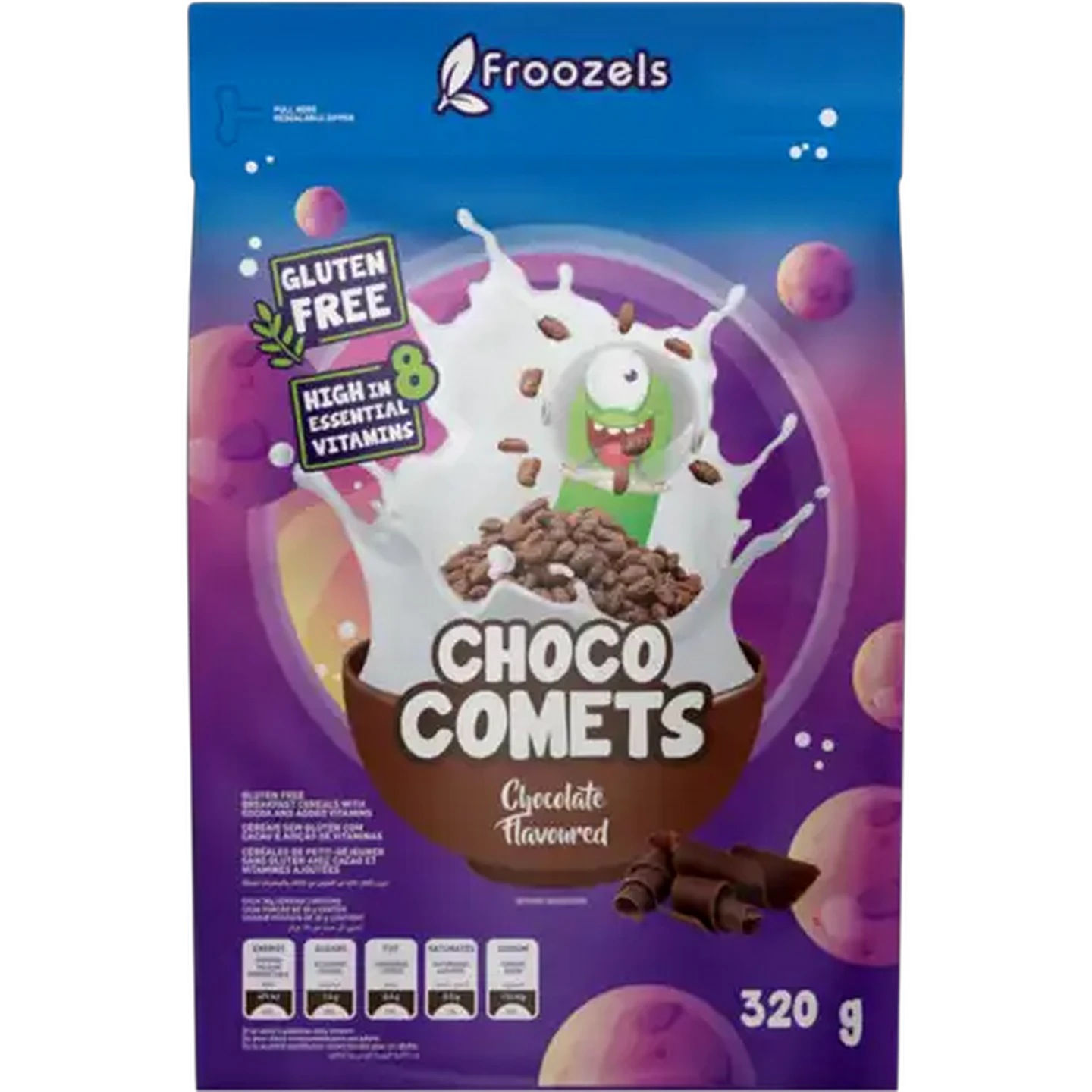 Image of Froozels Choco Comets Breakfast Cereal 320g