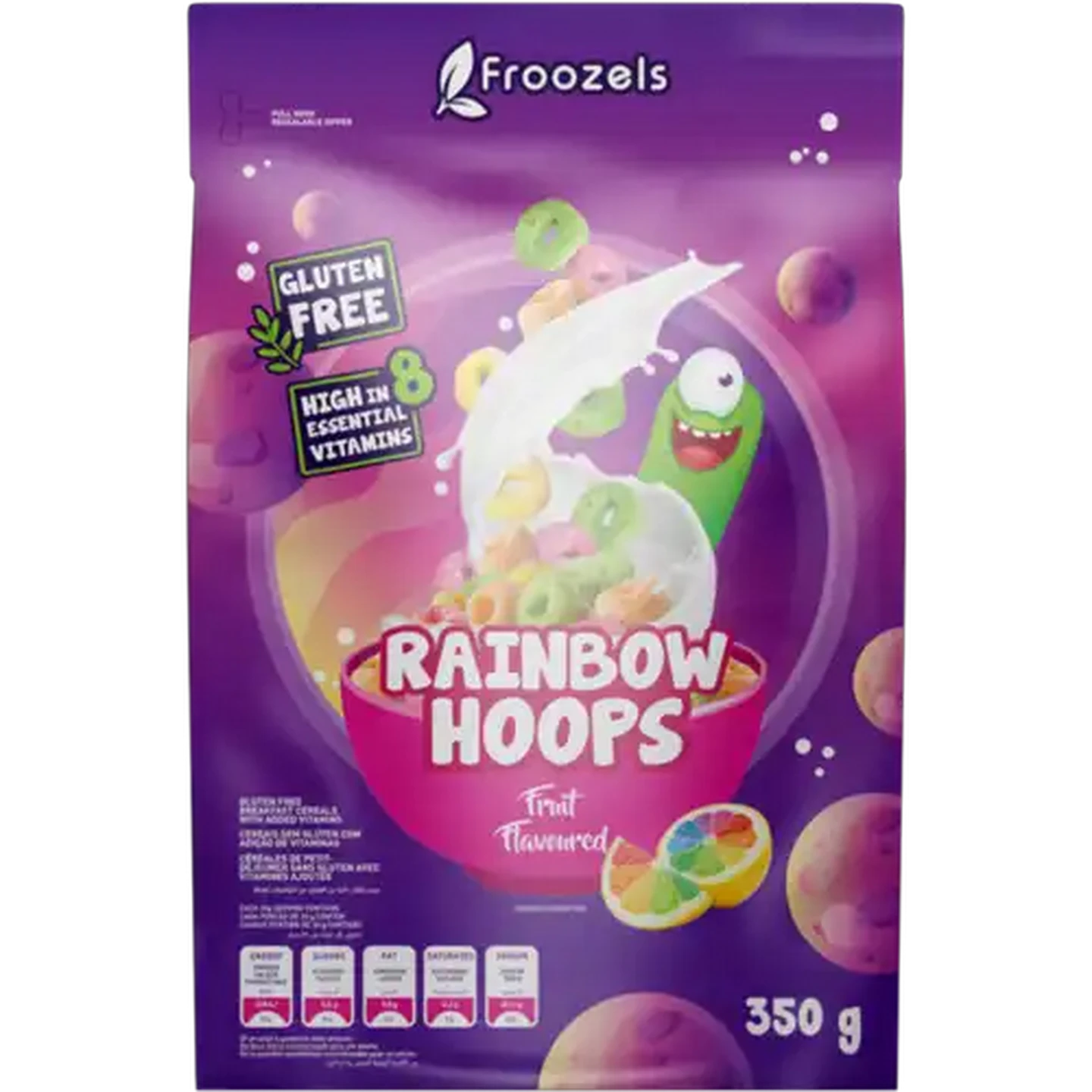 Image of Froozels Rainbow Hoops Breakfast Cereal 350g