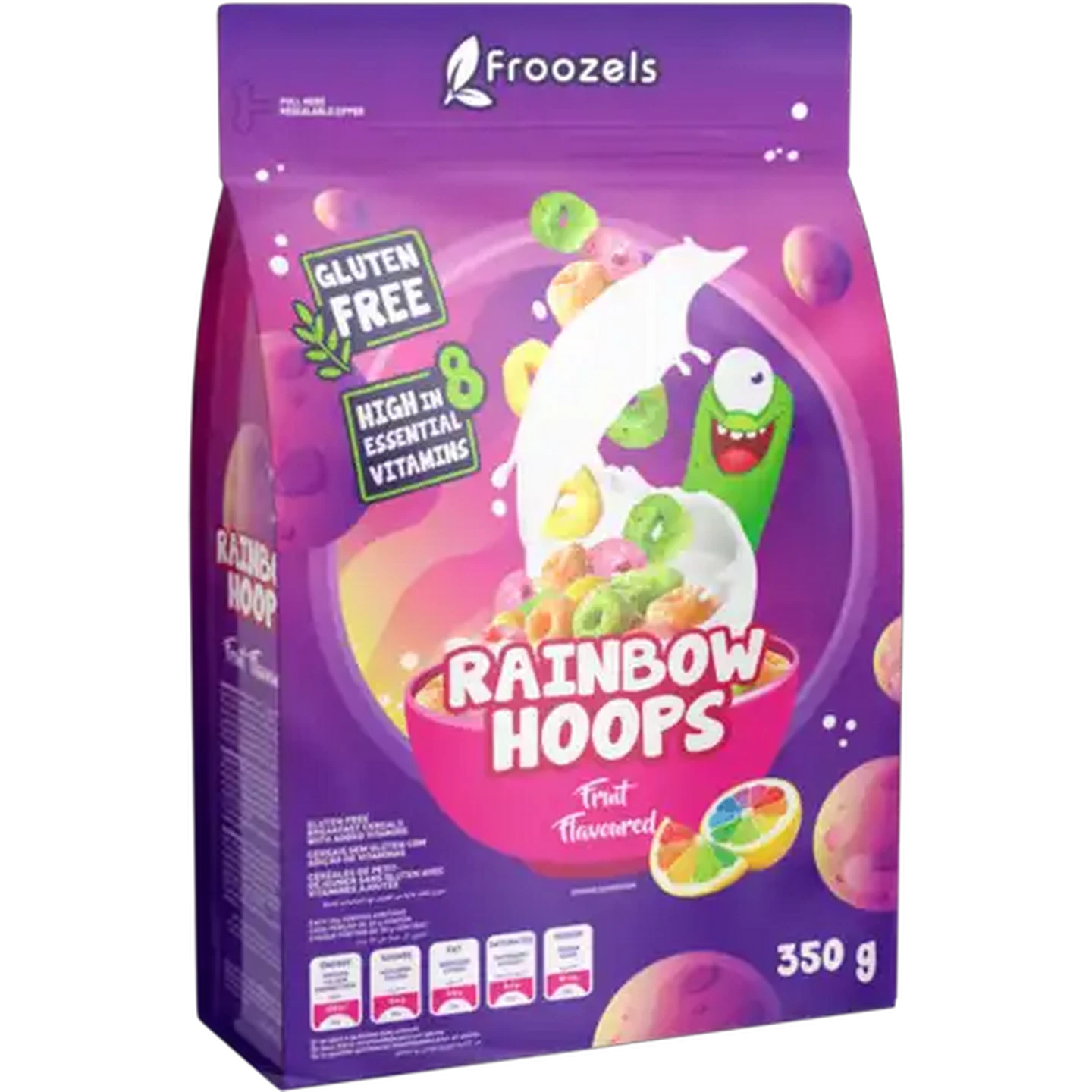 Image of Froozels Rainbow Hoops Breakfast Cereal 350g