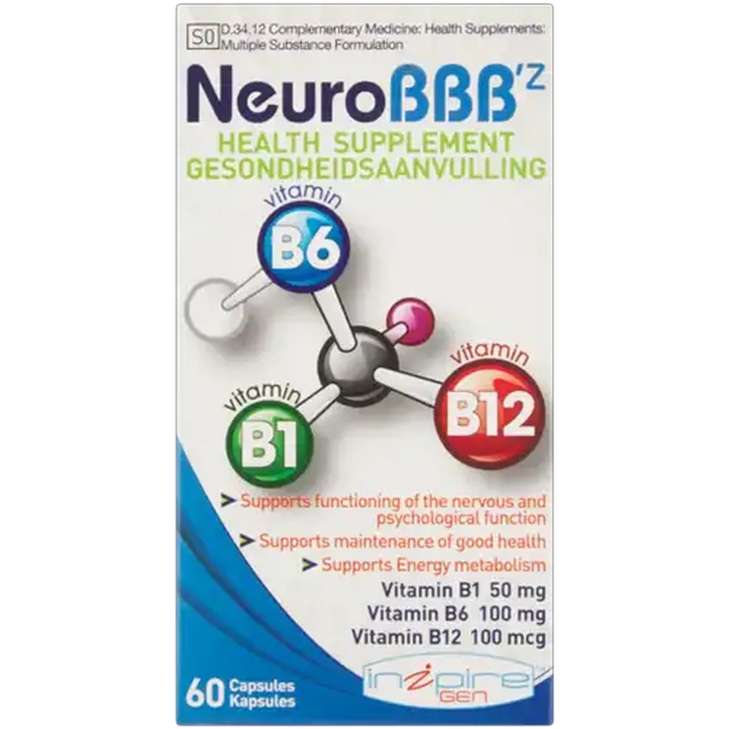 Image of Inzpire Gen NeuroBBB'z Health Supplement 60 Pack