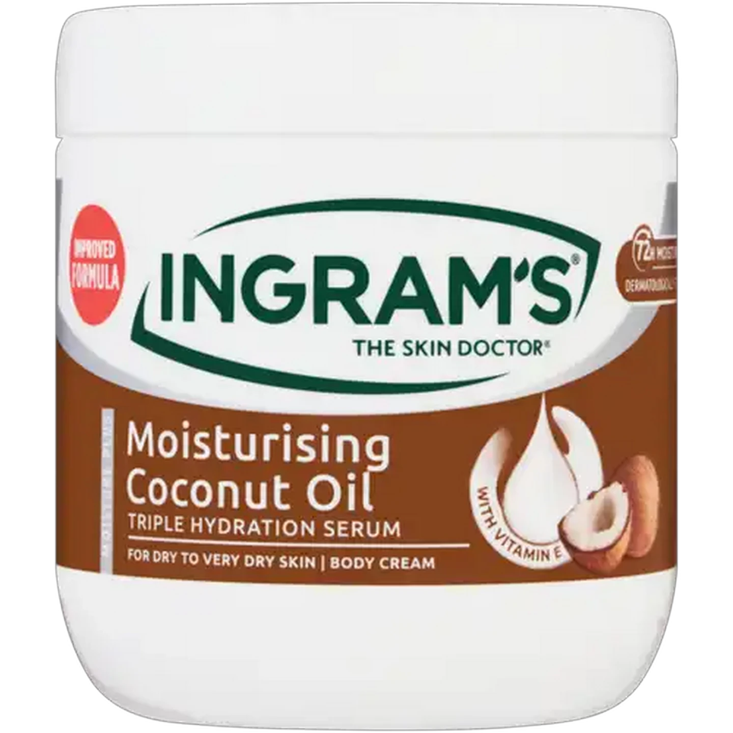 Image of Ingram's Moisture Plus Moisturising Coconut Oil Body Cream 400ml