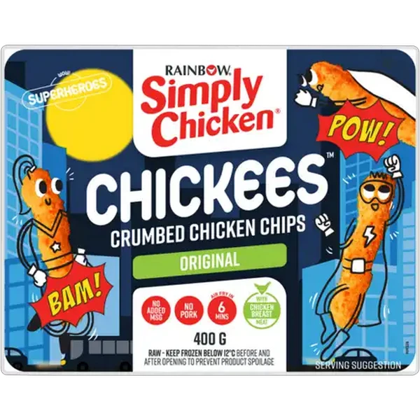 RAINBOW Simply Chicken Original Frozen Chickees Crumbed Chicken Chips 400g