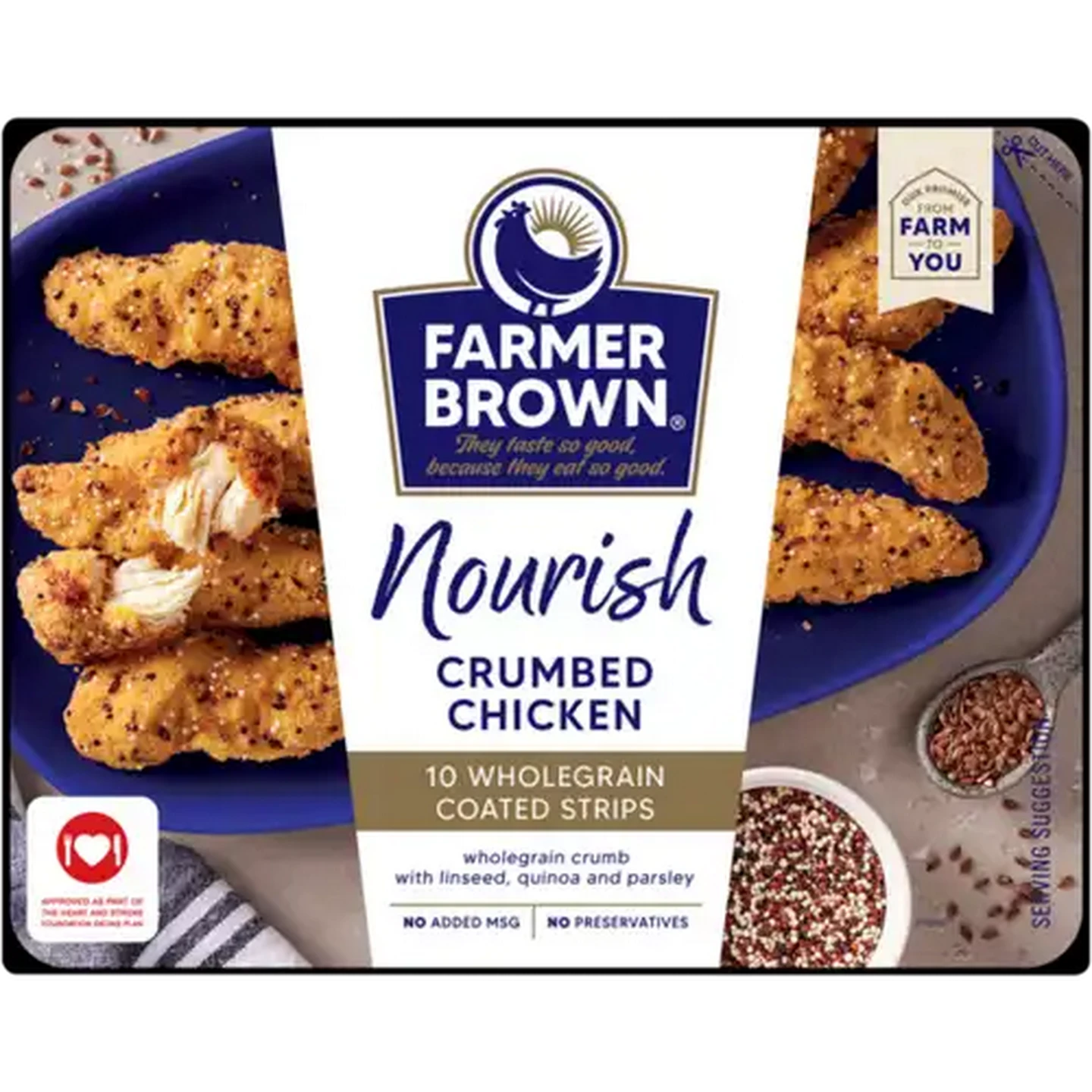 Image of Farmer Brown Nourish Wholegrain Coated Crumbed Chicken Strips 400g