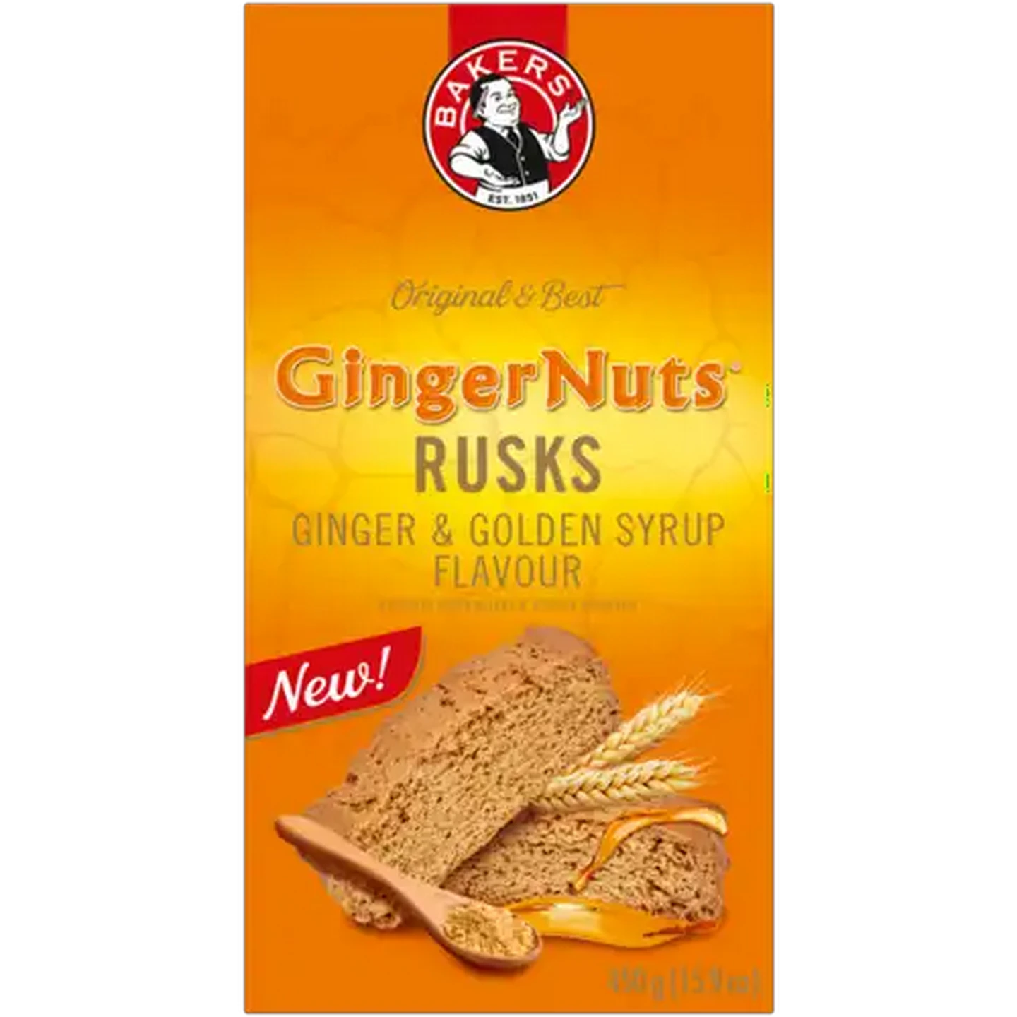 Image of Bakers Ginger Nuts Ginger & Golden Syrup Flavour Rusks 450g