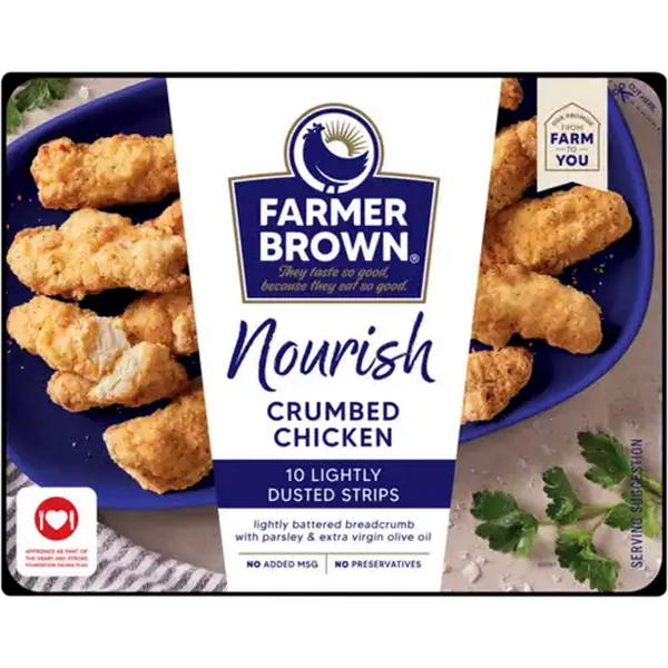 Farmer Brown Nourish Lightly Dusted Crumbed Chicken Strips 400g