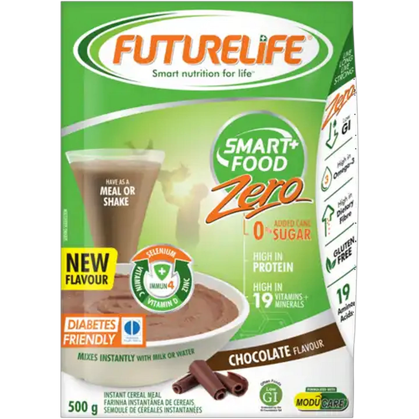 Image of FUTURELIFE Smart Food Zero Chocolate Flavour Instant Cereal Meal 500g