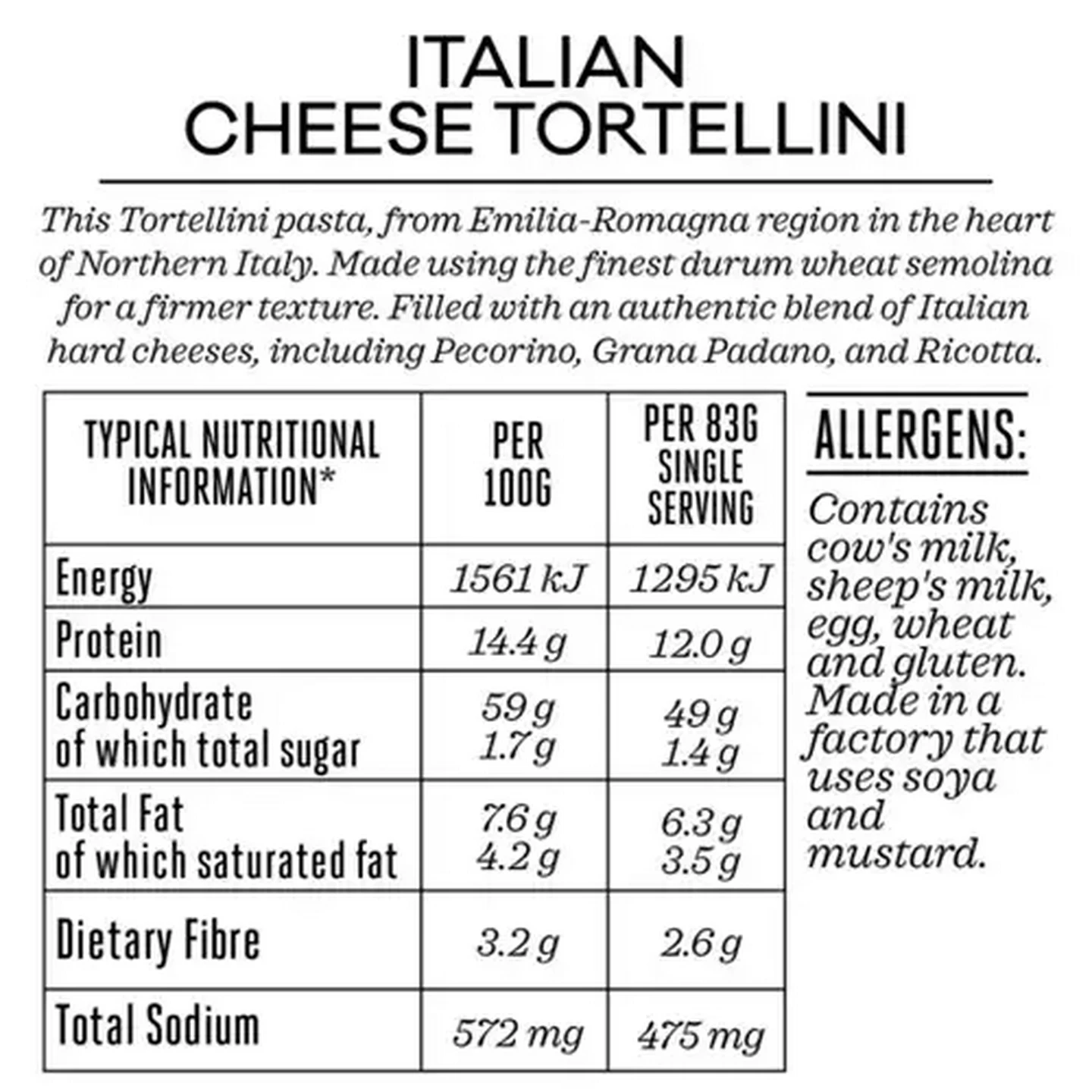 Image of Forage And Feast Italian Cheese Tortellini 250g