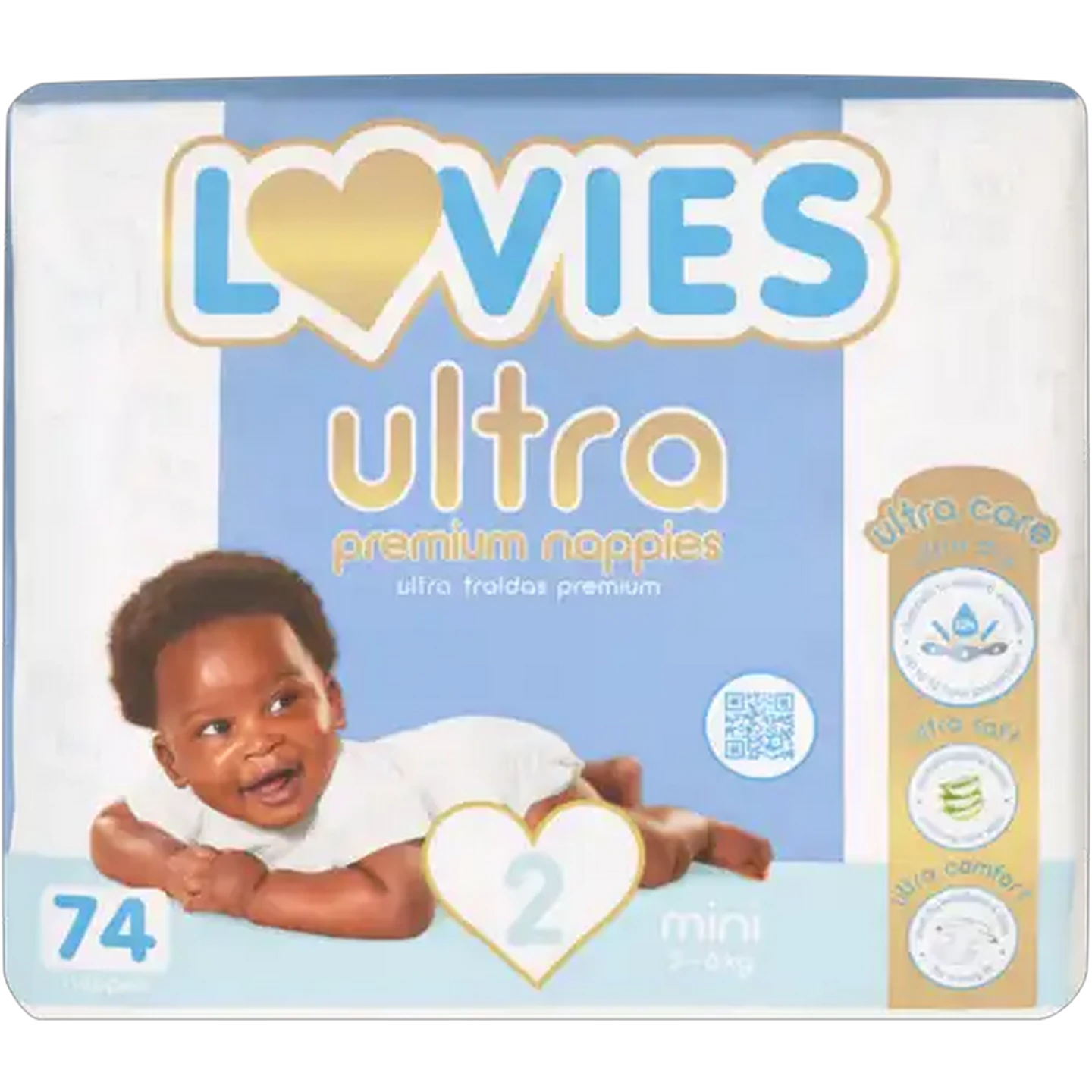 Image of Lovies Ultra Premium Size 2 Disposable Nappies 74-Pack