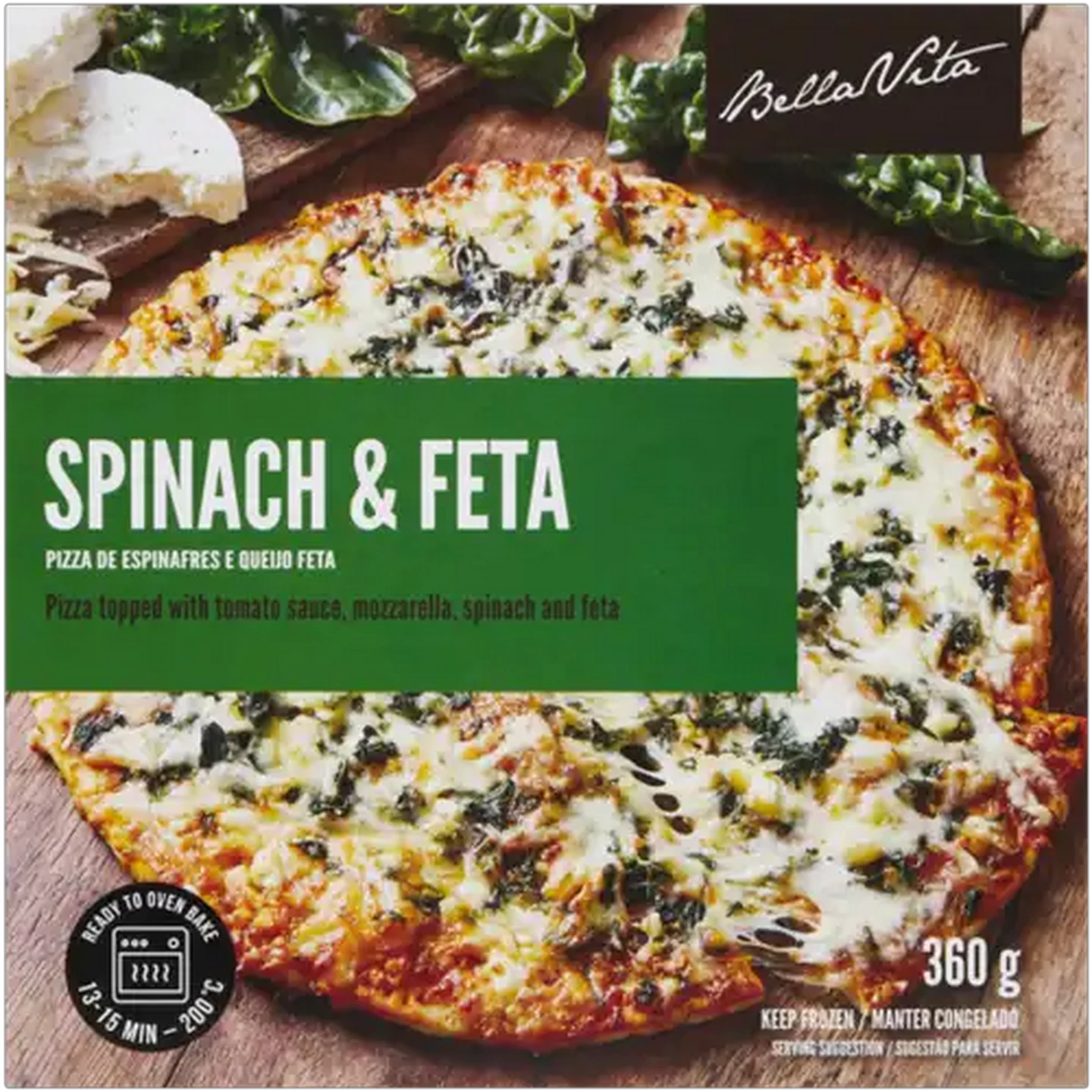 Image of Bella Vita Frozen Spinach & Feta Pizza 360g