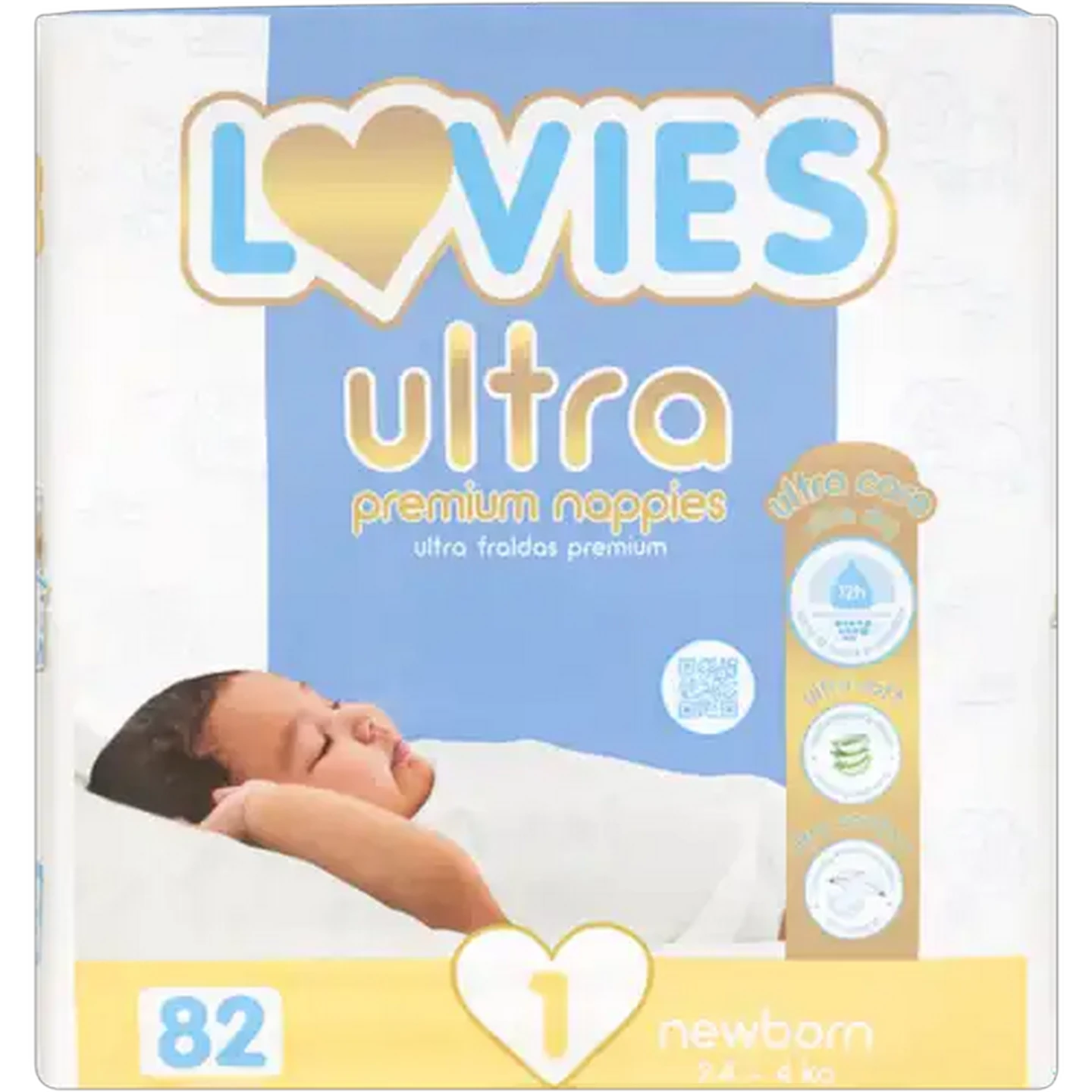 Image of Lovies Ultra Premium Size 1 Disposable Nappies 82-Pack