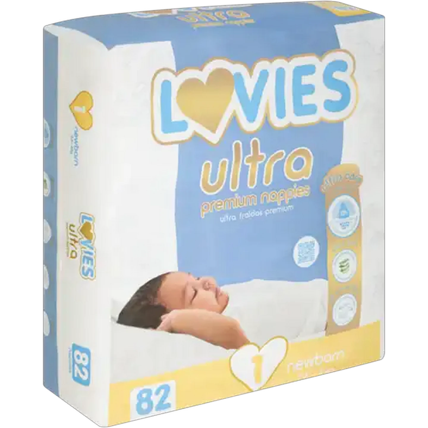 Image of Lovies Ultra Premium Size 1 Disposable Nappies 82-Pack