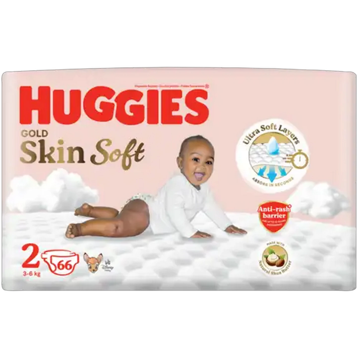 Image of Huggies Gold Skin Soft Size 2 Disposable Nappies 66 Pack