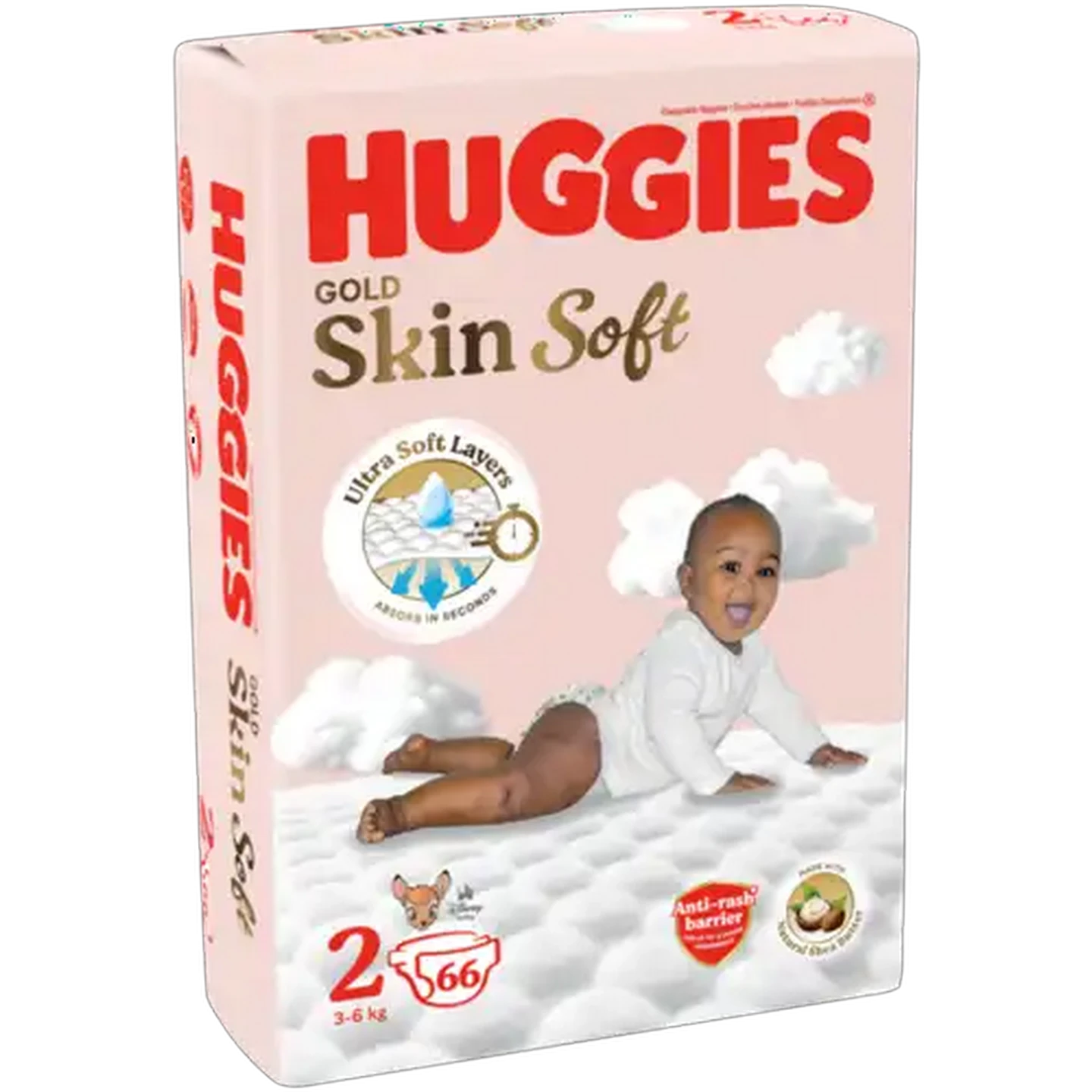Image of Huggies Gold Skin Soft Size 2 Disposable Nappies 66 Pack