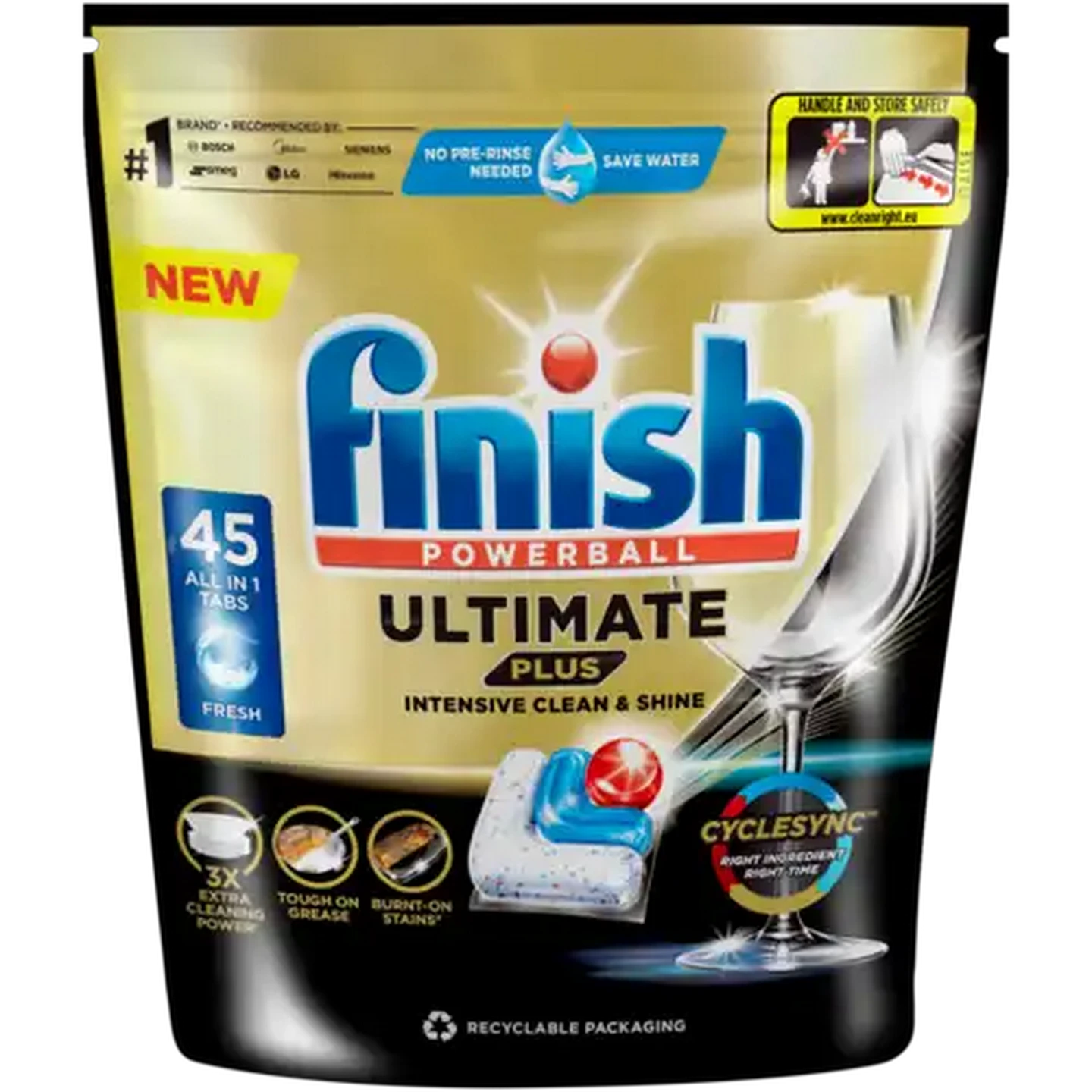 Image of Finish Ultimate Plus Fresh All-In-1 Dishwashing Tablets 45 Pack