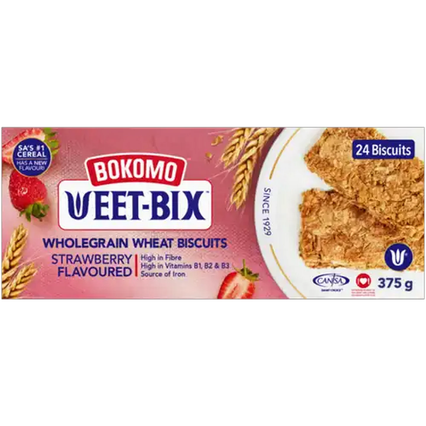 Image of Bokomo Weet-Bix Strawberry Flavoured Wholegrain Wheat Biscuits 375g
