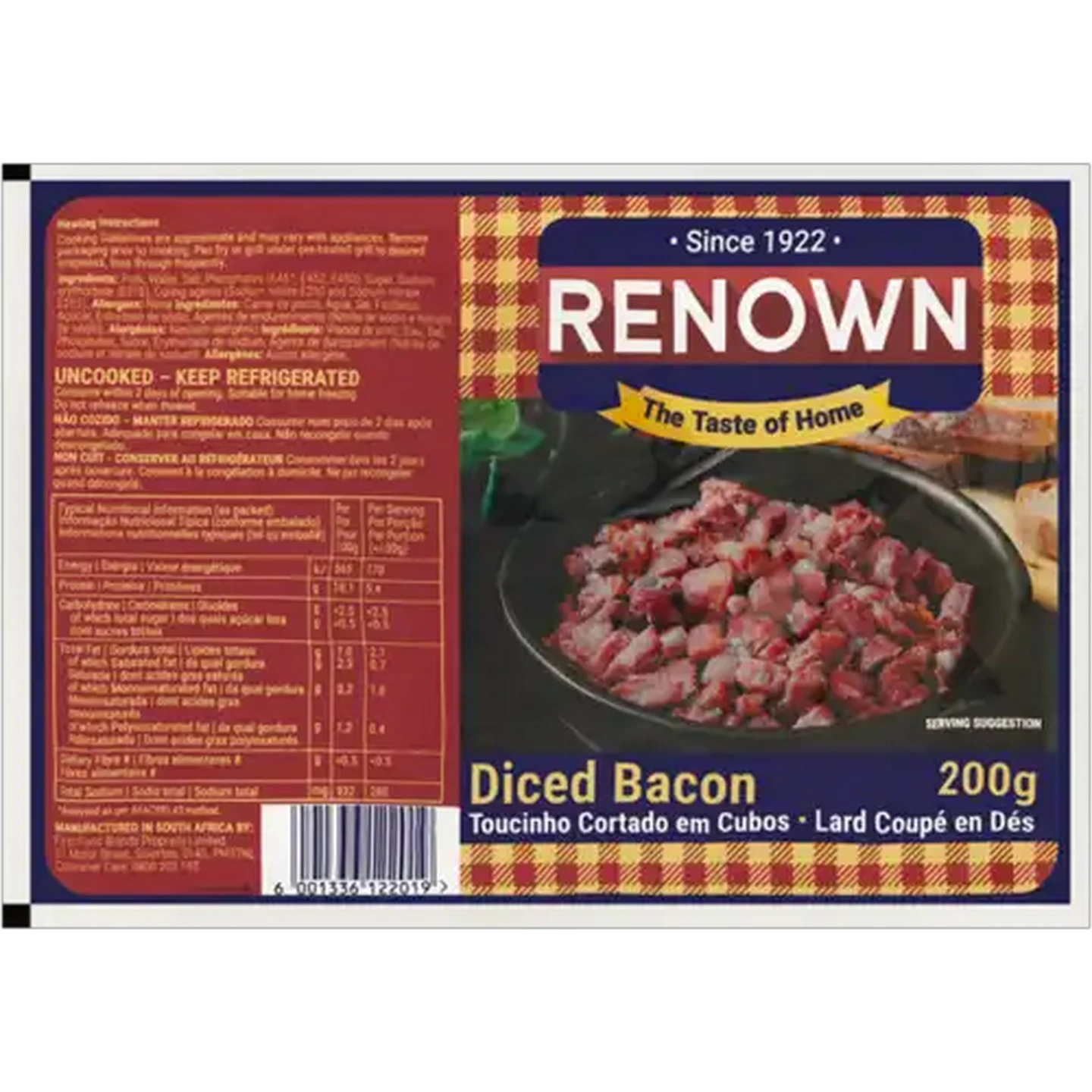 Image of Renown Diced Bacon 200g