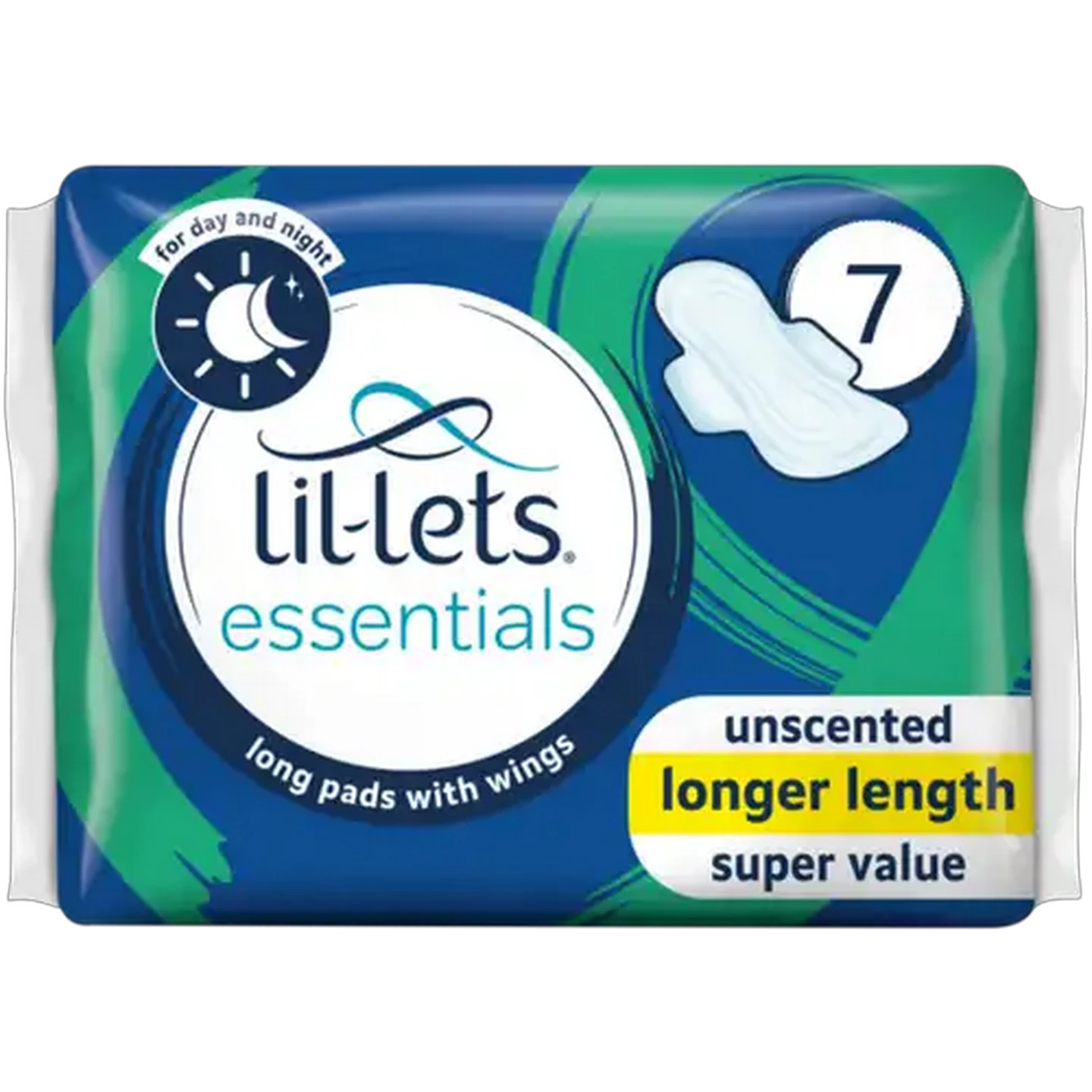 Image of Lil-Lets Essentials Unscented Long Pads with Wings 7 Pack