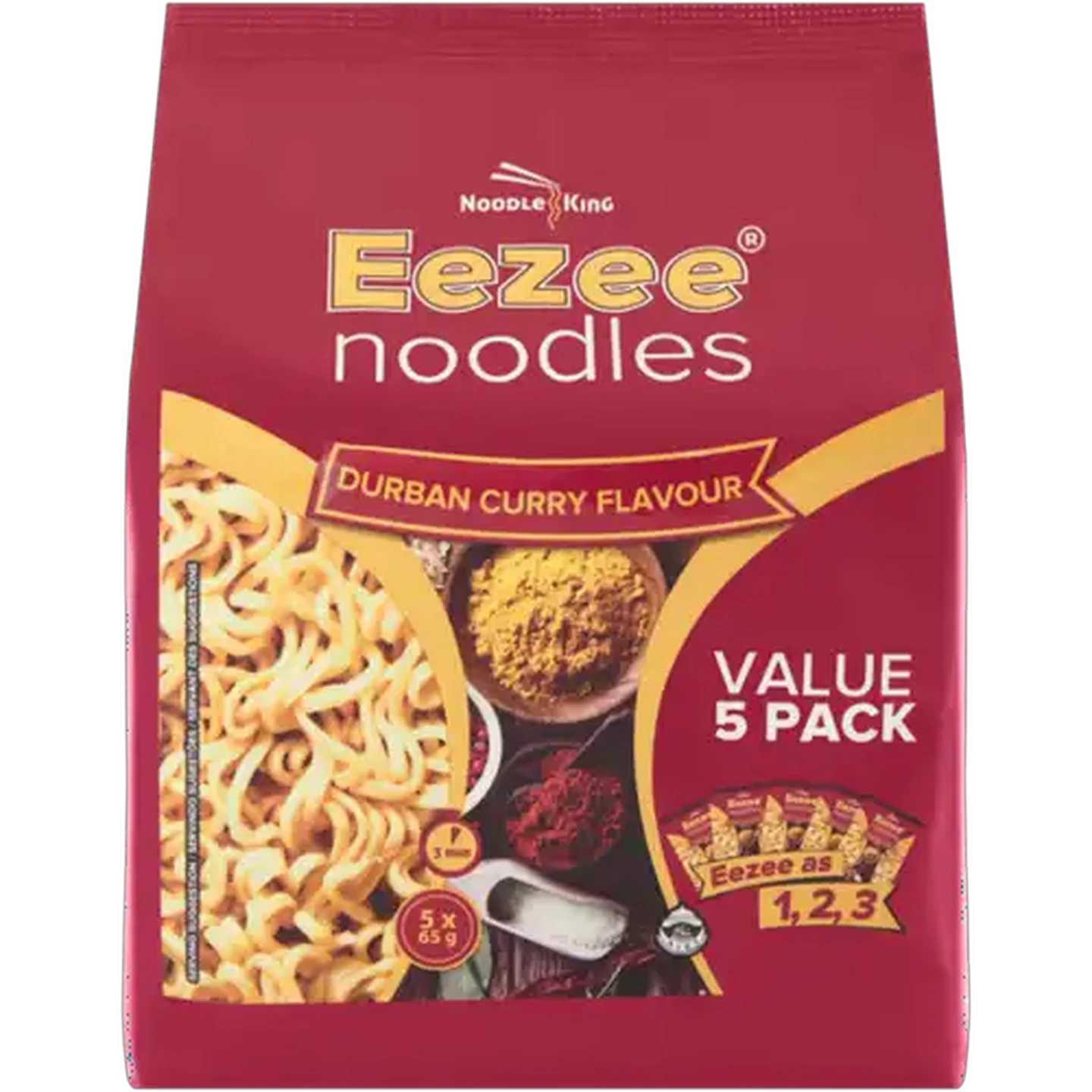 Image of Eezee Noodles Durban Curry Flavour Instant Noodles 5 x 65g