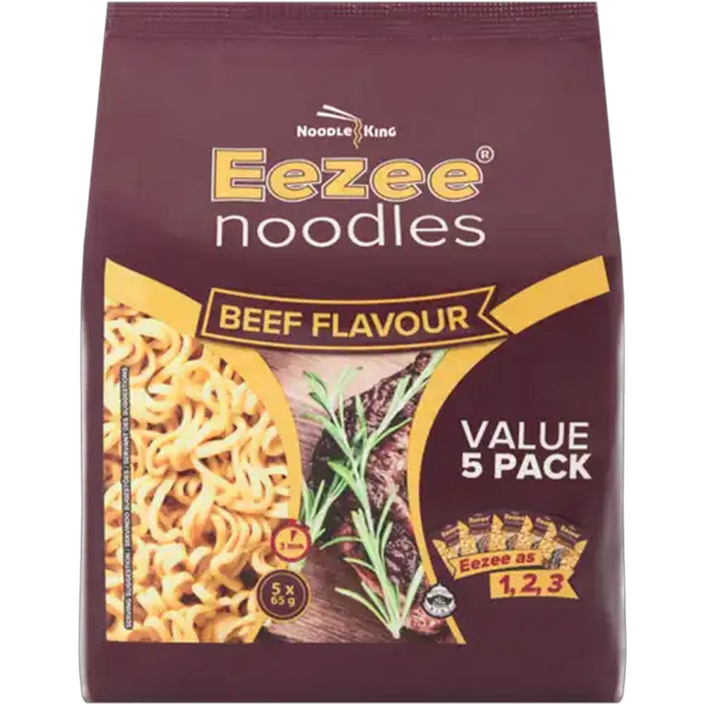 Image of Eezee Noodles Beef Flavour Instant Noodles 5 x 65g