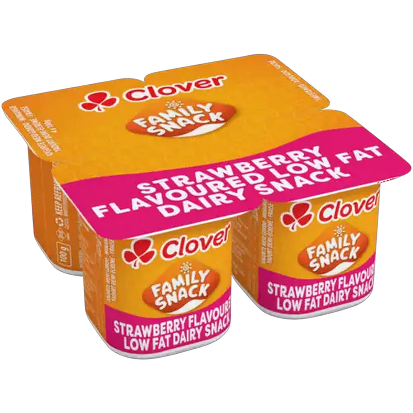 Image of Clover Family Snack Strawberry Flavoured Low Fat Dairy Snack 4 x 100g