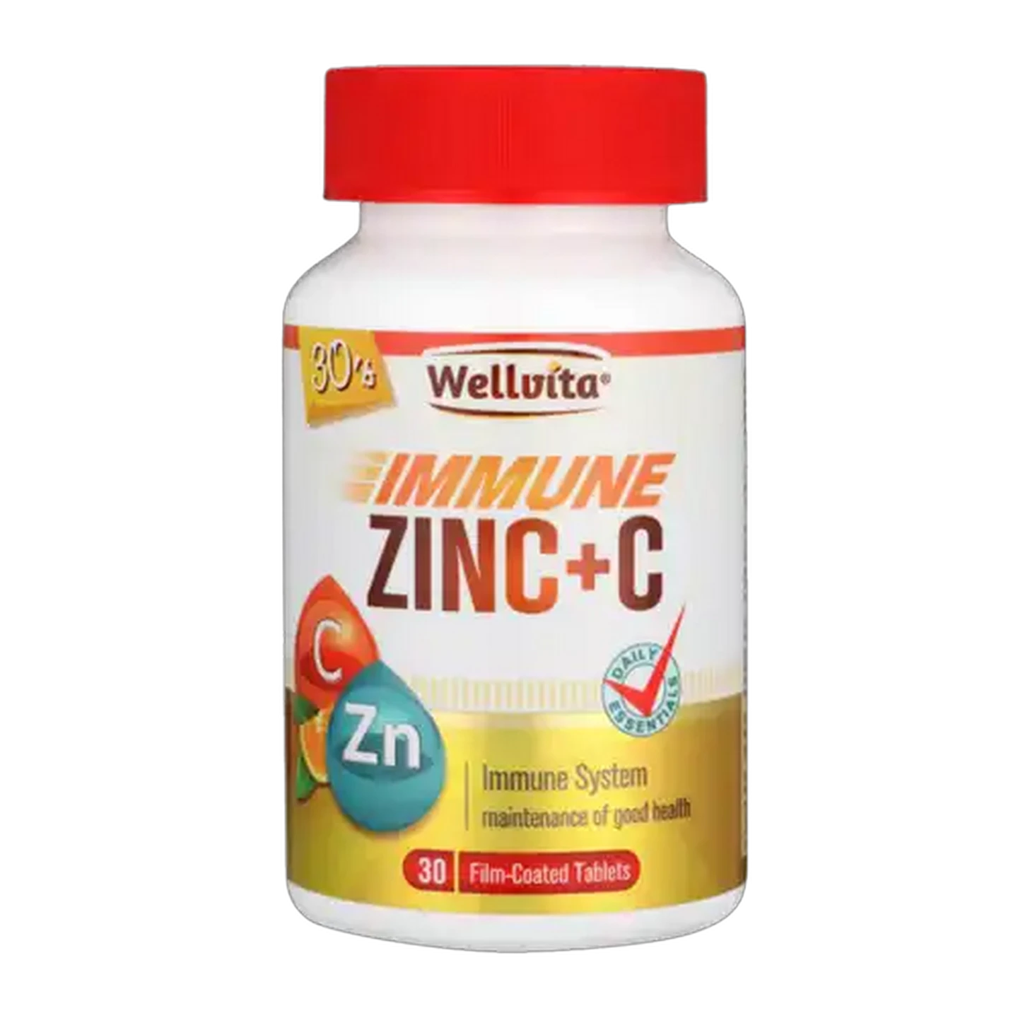 Image of Wellvita Immune Support Zinc+C Tablets 30 Pack