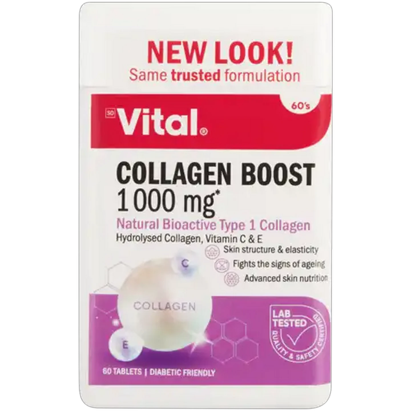 Image of Vital 1000mg Collagen Boost Tablets 60 Pack