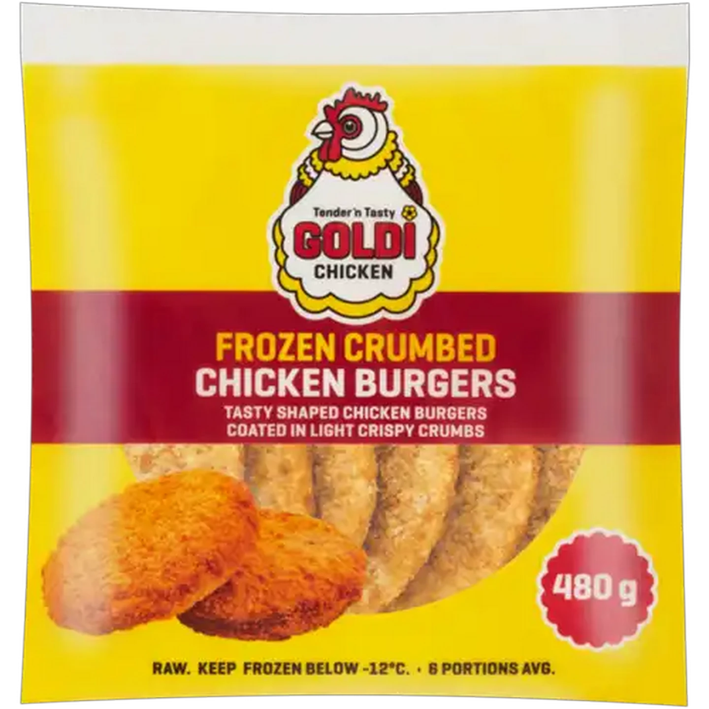 Image of Goldi Chicken Frozen Crumbed Chicken Burgers 480g
