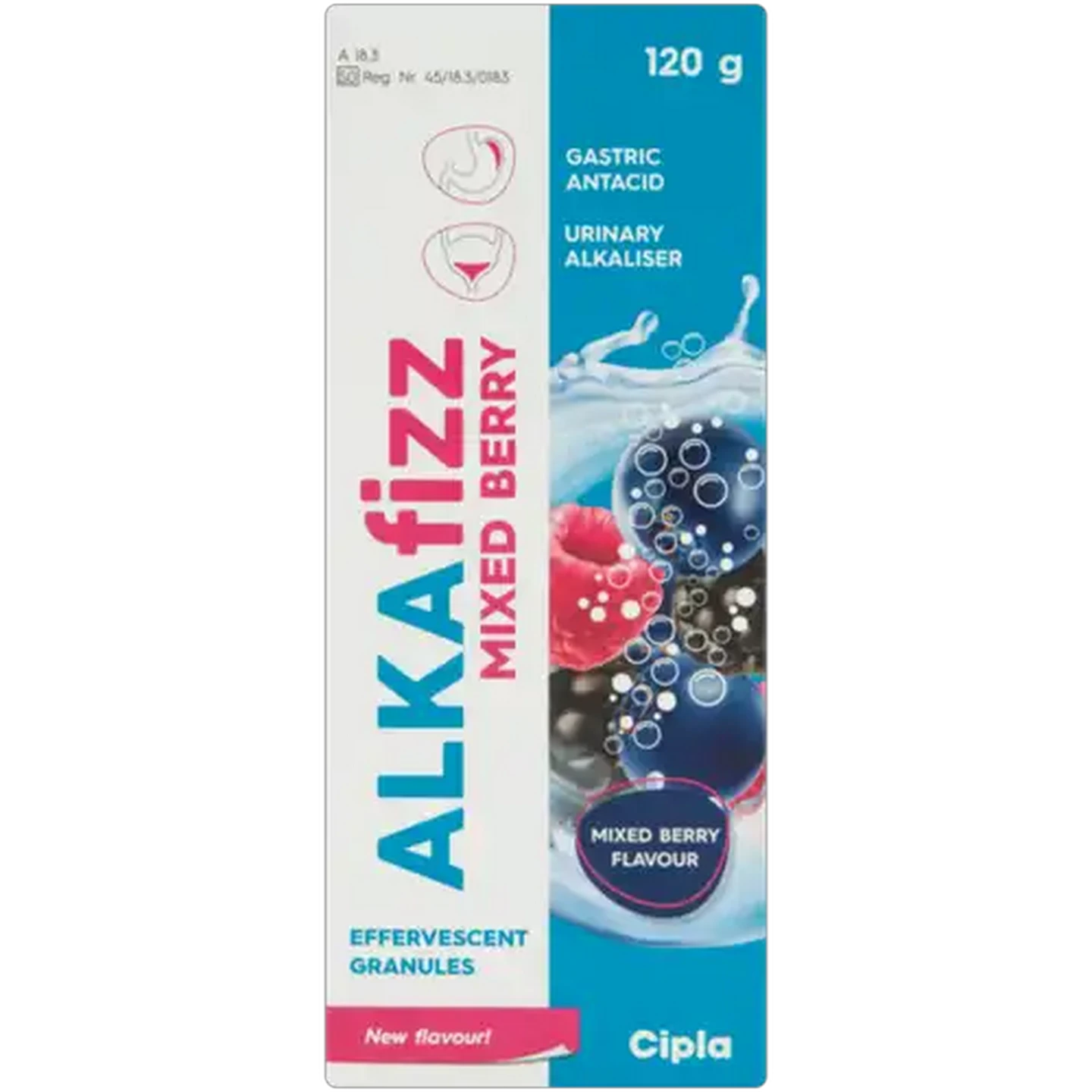 Image of Alka Fizz Mixed Berry Flavour Gastric Antacid Effervescent Granules 120g