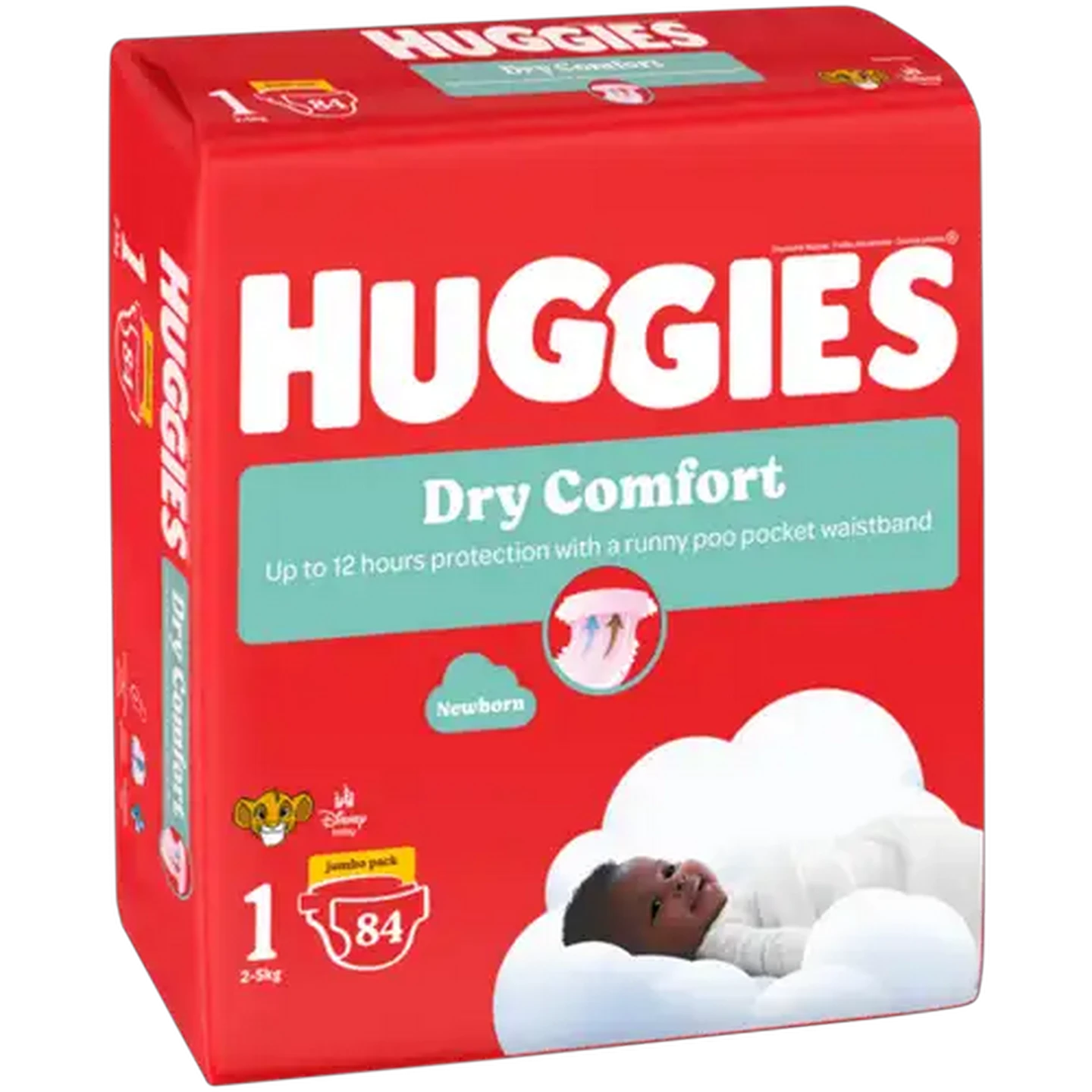 Image of Huggies Dry Comfort Size 1 Disposable Nappies 84 Pack